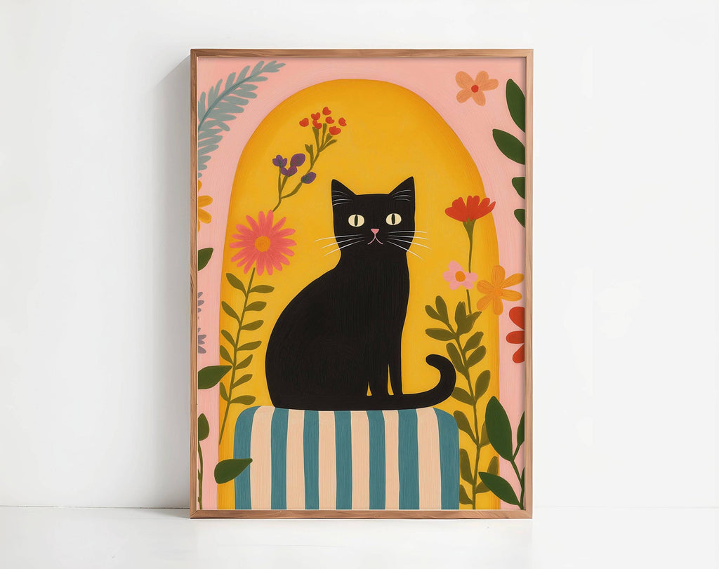 Set de 2 affiches chat noir – collection "Les rêves du chat noir" – illustration chat poétique