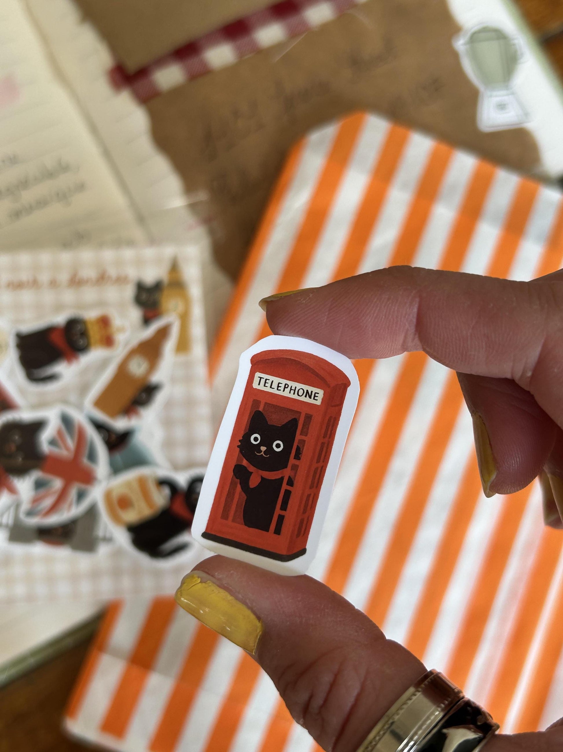 Stickers journaling  "Le chat noir à Londres" - stickers Chat Noir & Londres – Pack de 10 Stickers vinyle