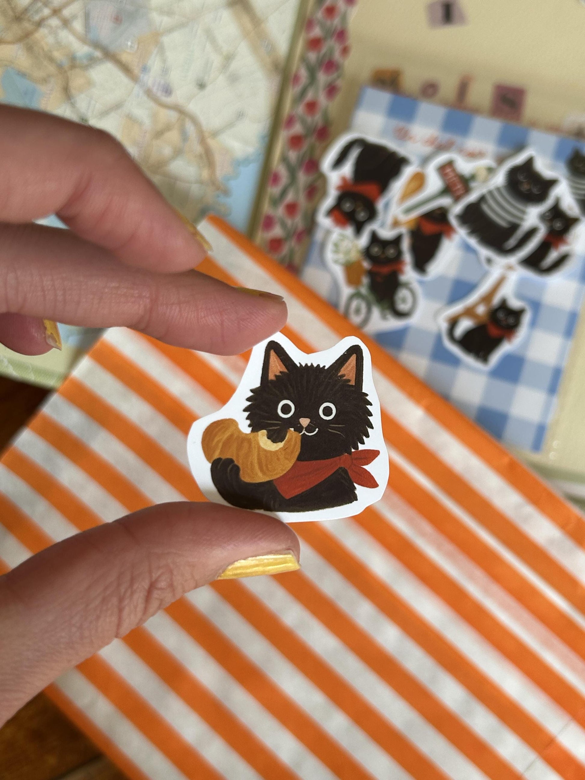 Stickers journaling  "Le chat noir à Paris" - stickers Chat Noir & Paris – Pack de 10 Stickers vinyle
