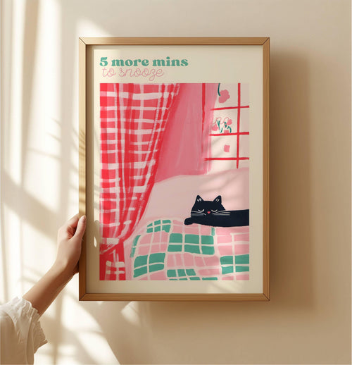 Affiche  chat noir – Collection "Dimanche matin" – illustration chat noir humoristique