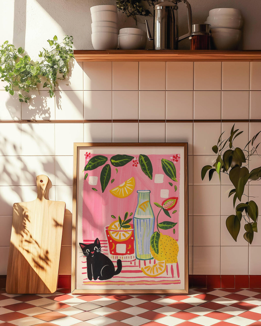 Lot de 2 affiches avec chat noir – "Le cocktail d'été du chat noir" - amoureux des chats