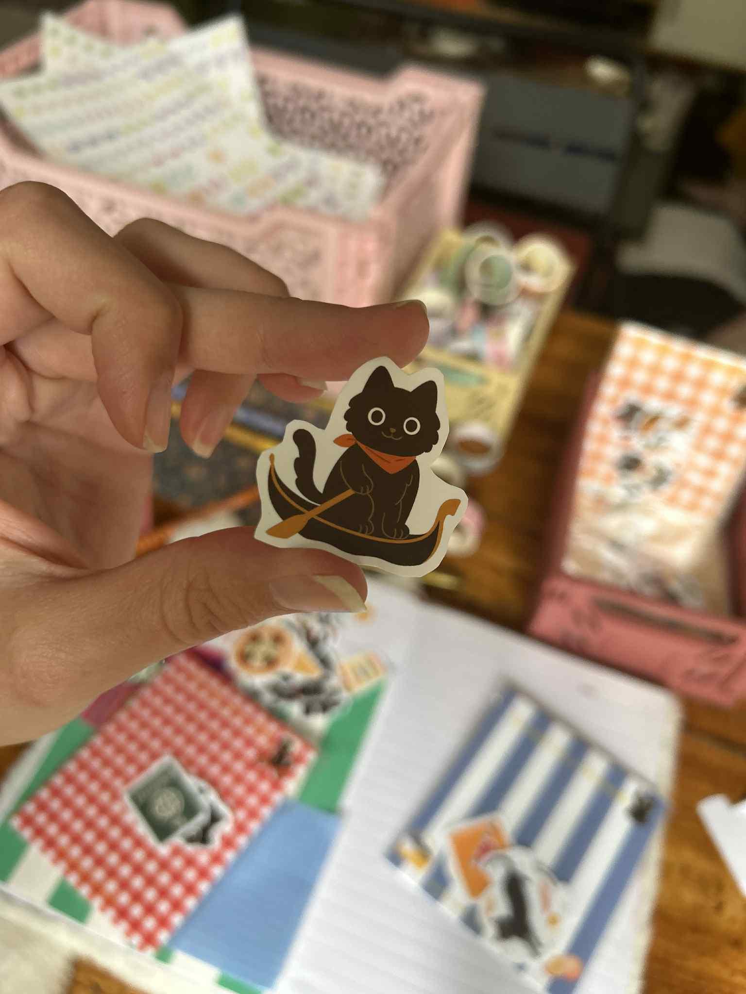 Stickers journaling  "Un chat noir en Italie" - stickers Chat Noir en Italie – Pack de 14 Stickers vinyle - scrapbooking - junk journal