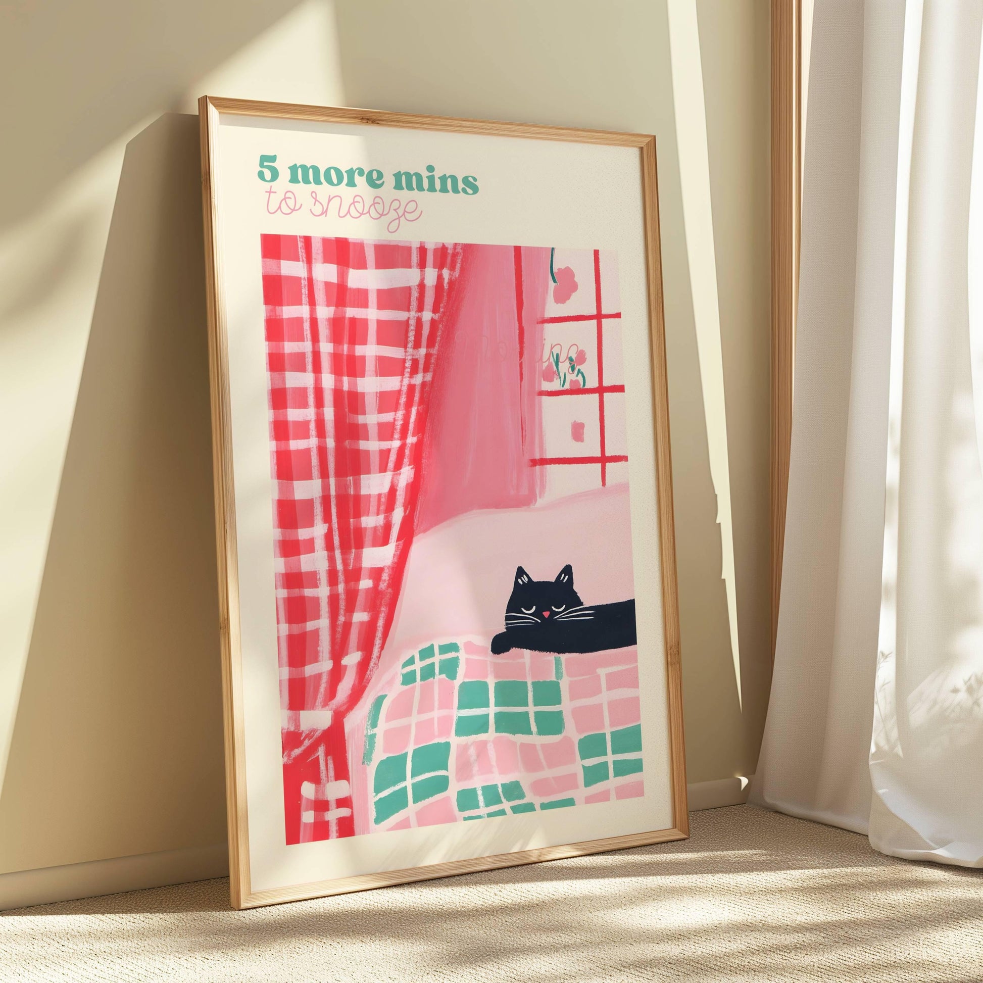 Affiche  chat noir – Collection "Dimanche matin" – illustration chat noir humoristique