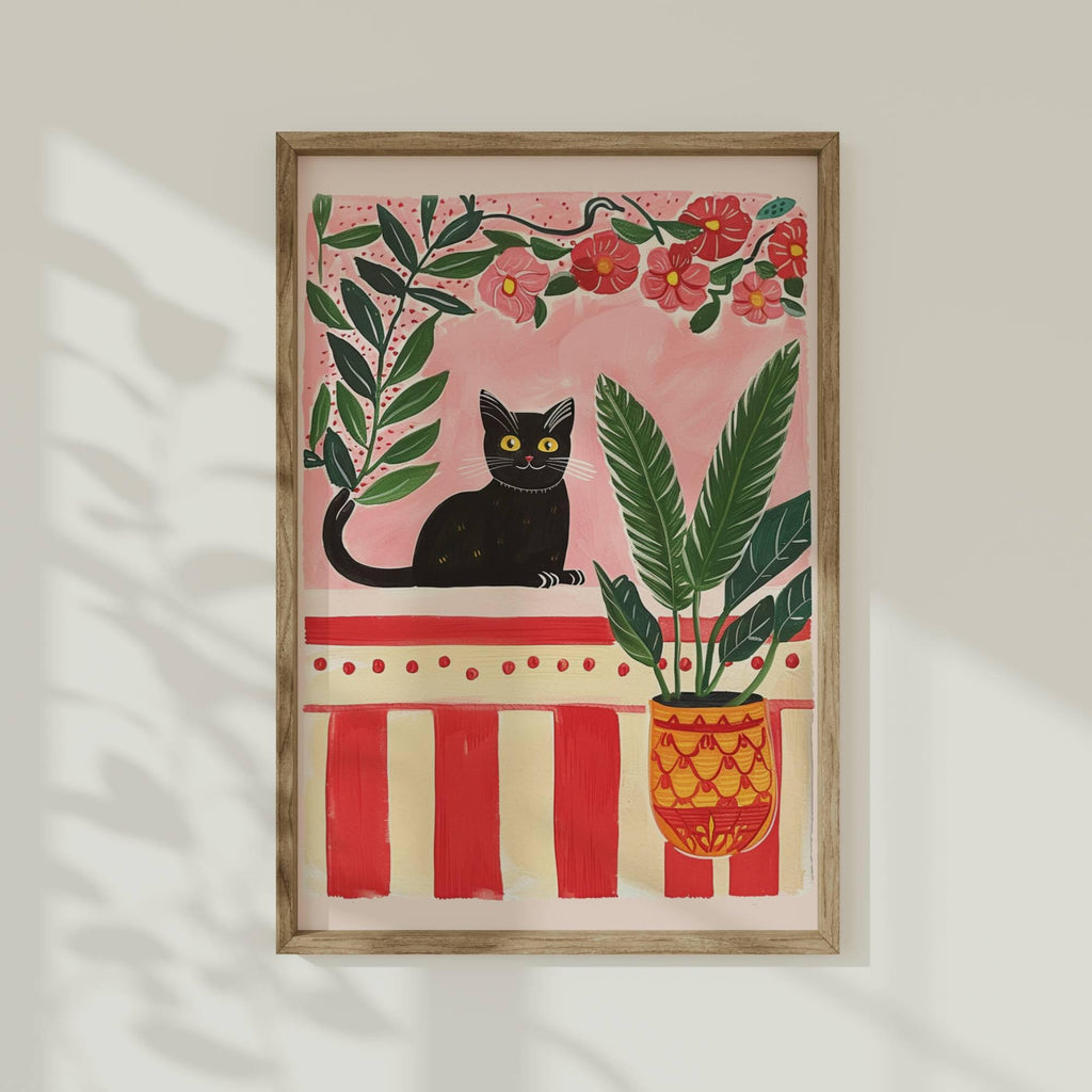 Set de 2 affiches chat noir – illustrations chats noirs poétique et  vintage – art mural poétique – déco murale chambre ou salon