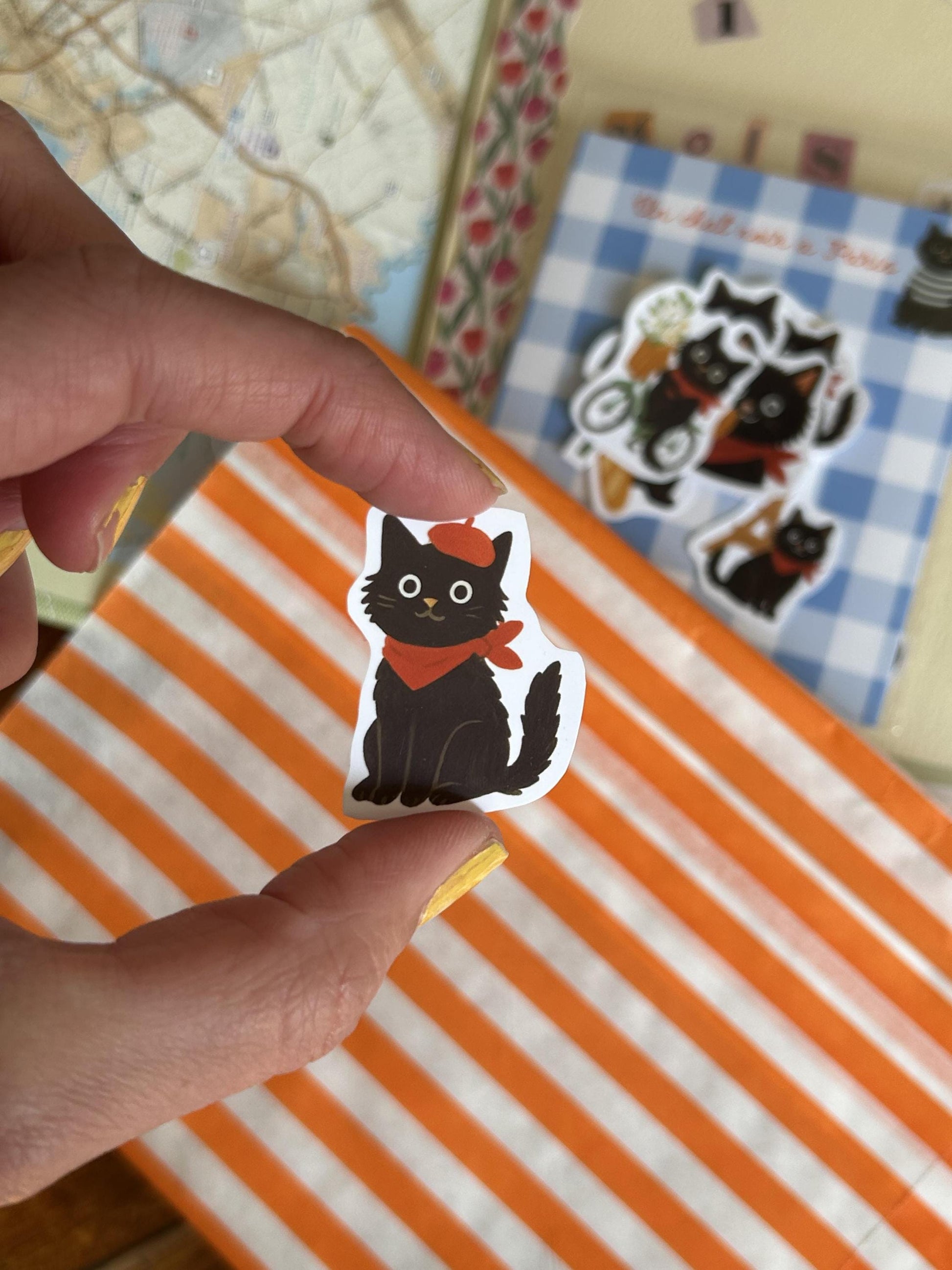 Stickers journaling  "Le chat noir à Paris" - stickers Chat Noir & Paris – Pack de 10 Stickers vinyle