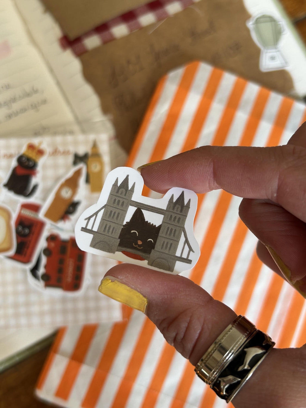 Stickers journaling  "Le chat noir à Londres" - stickers Chat Noir & Londres – Pack de 10 Stickers vinyle