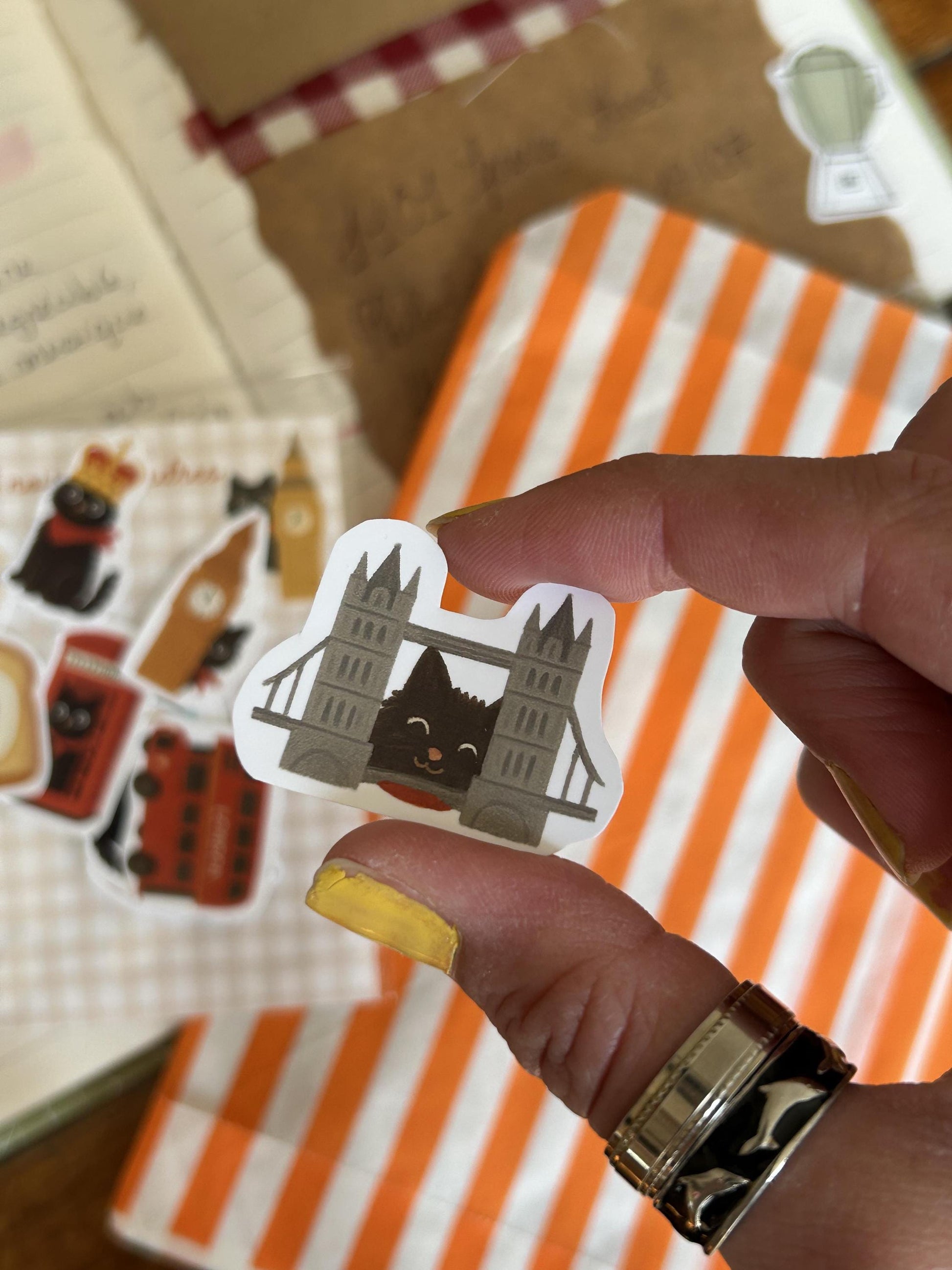 Stickers journaling  "Le chat noir à Londres" - stickers Chat Noir & Londres – Pack de 10 Stickers vinyle