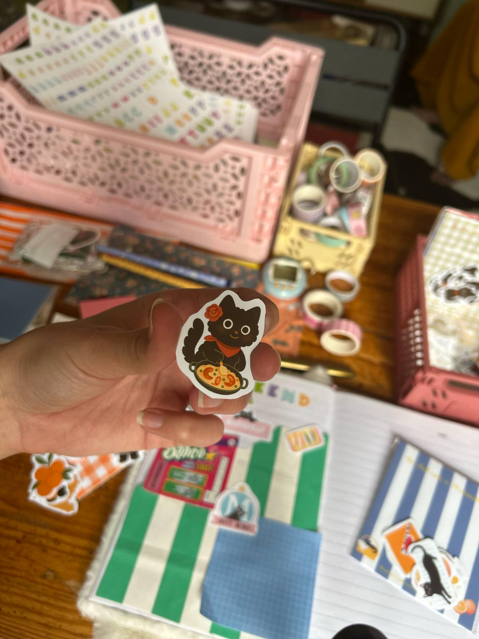 Stickers journaling  "Un chat noir en Espagne" - stickers Chat Noir en Espagne – Pack de 10 Stickers vinyle