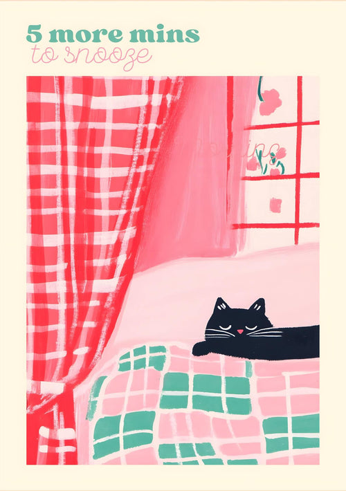 Affiche  chat noir – Collection "Dimanche matin" – illustration chat noir humoristique