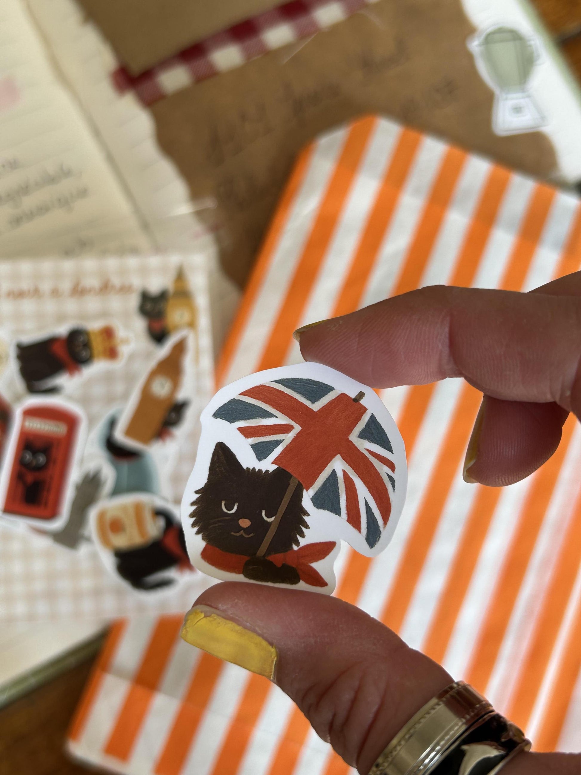 Stickers journaling  "Le chat noir à Londres" - stickers Chat Noir & Londres – Pack de 10 Stickers vinyle