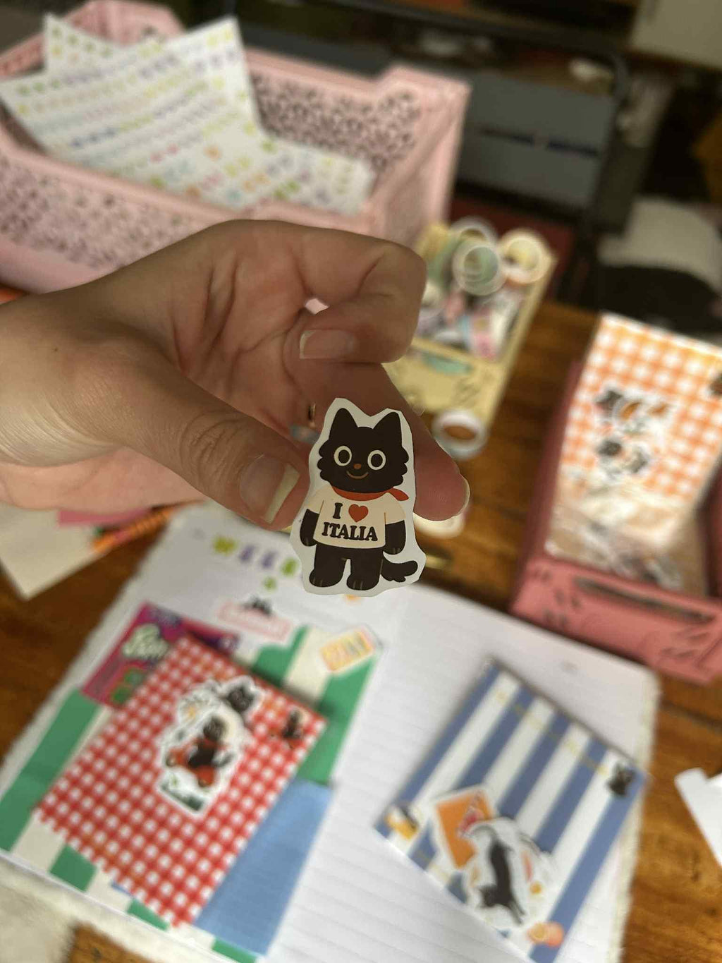 Stickers journaling  "Un chat noir en Italie" - stickers Chat Noir en Italie – Pack de 14 Stickers vinyle - scrapbooking - junk journal