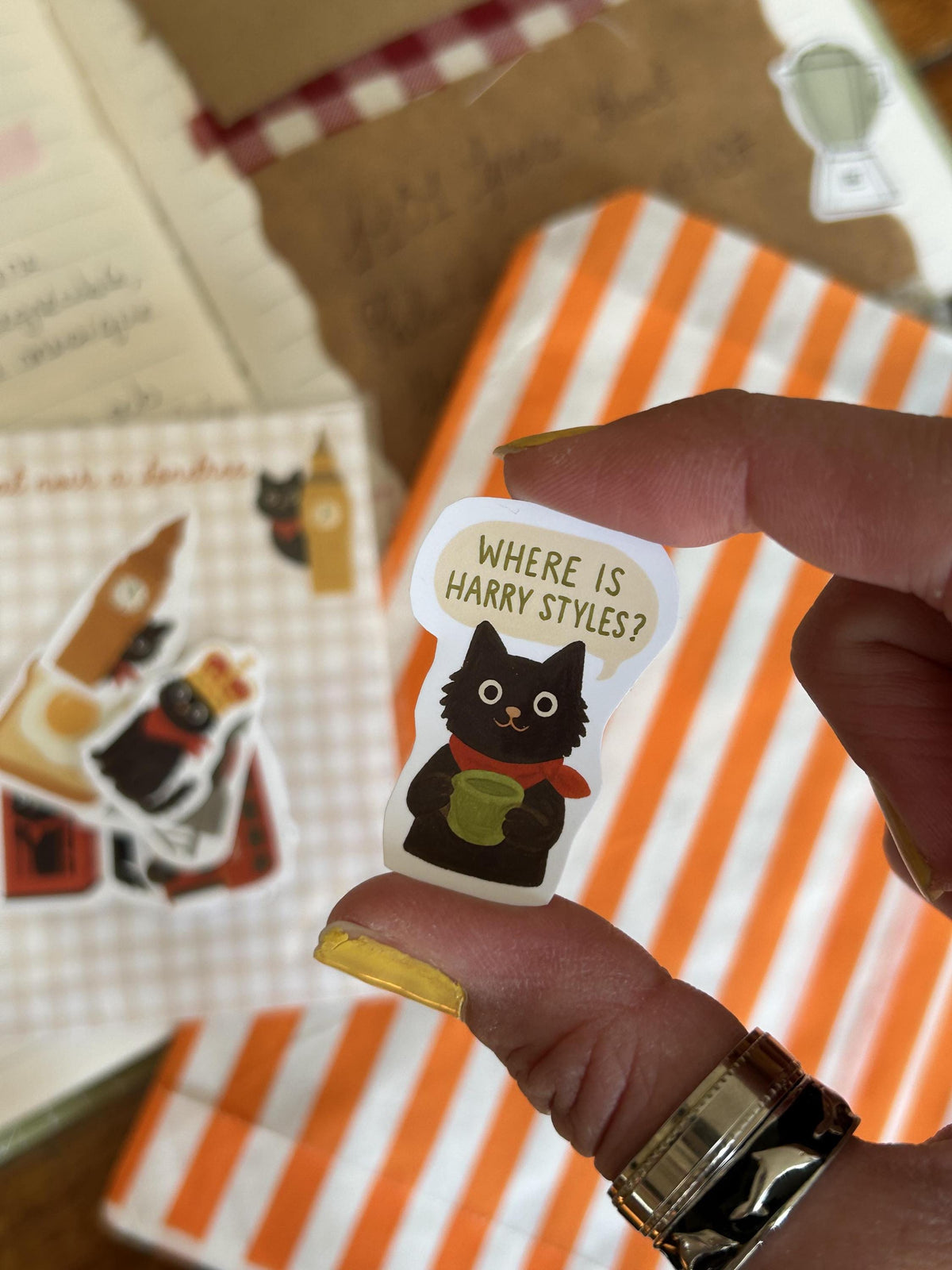 Stickers journaling  "Le chat noir à Londres" - stickers Chat Noir & Londres – Pack de 10 Stickers vinyle