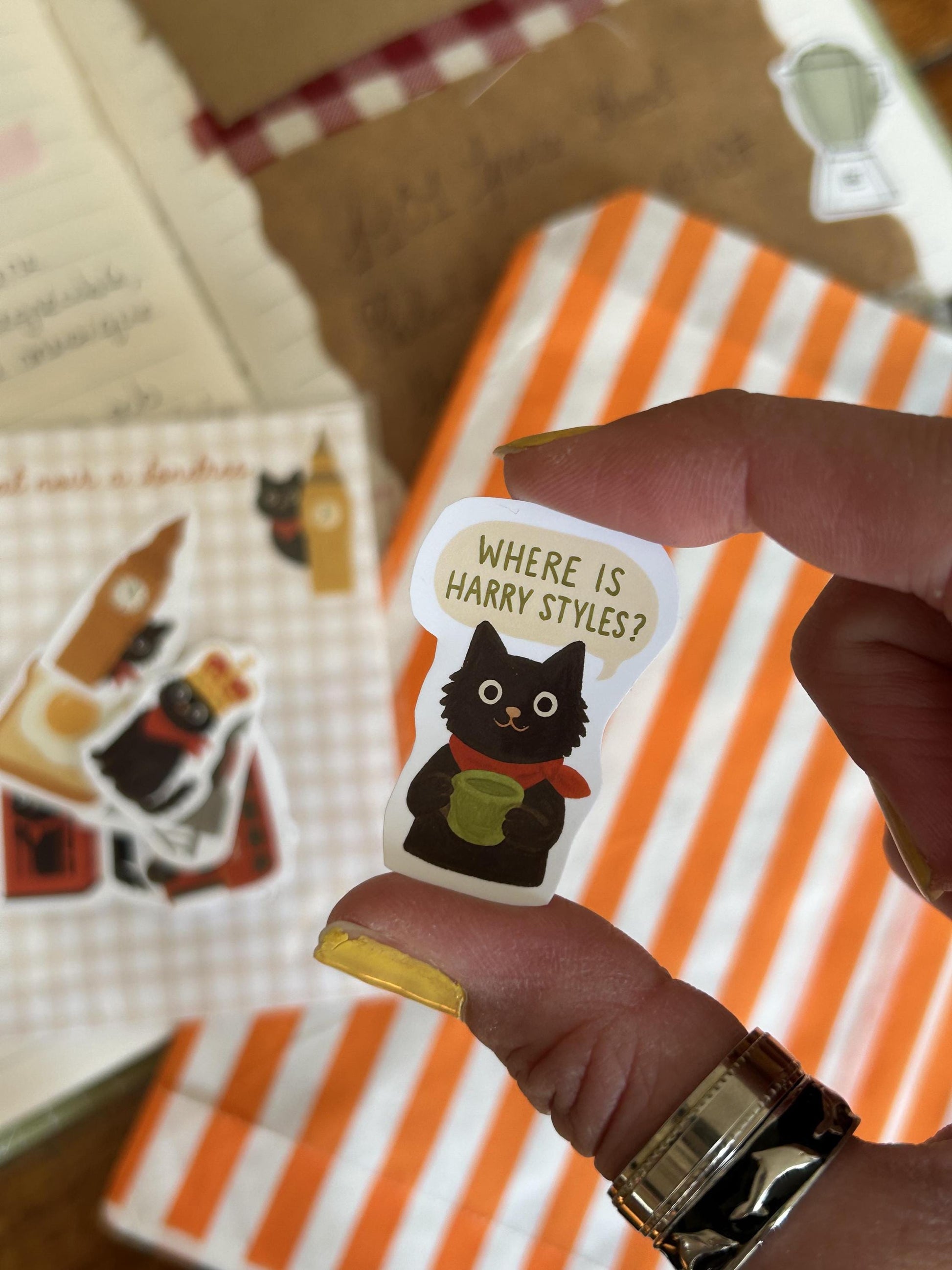 Stickers journaling  "Le chat noir à Londres" - stickers Chat Noir & Londres – Pack de 10 Stickers vinyle