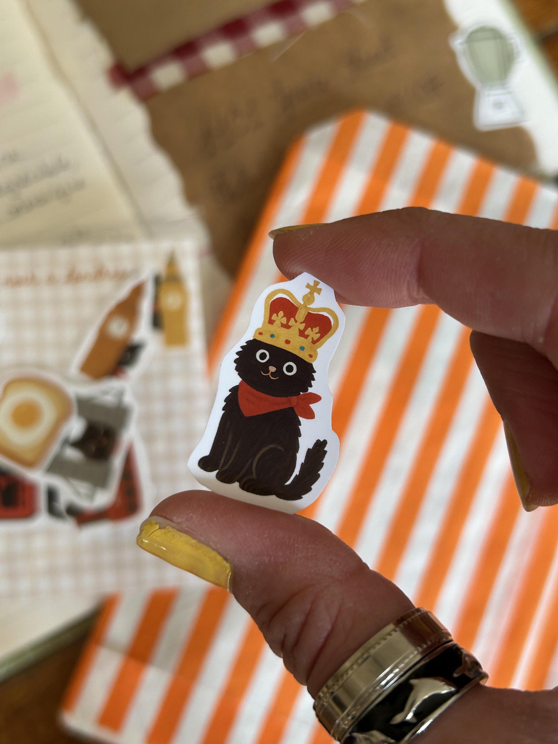 Stickers journaling  "Le chat noir à Londres" - stickers Chat Noir & Londres – Pack de 10 Stickers vinyle