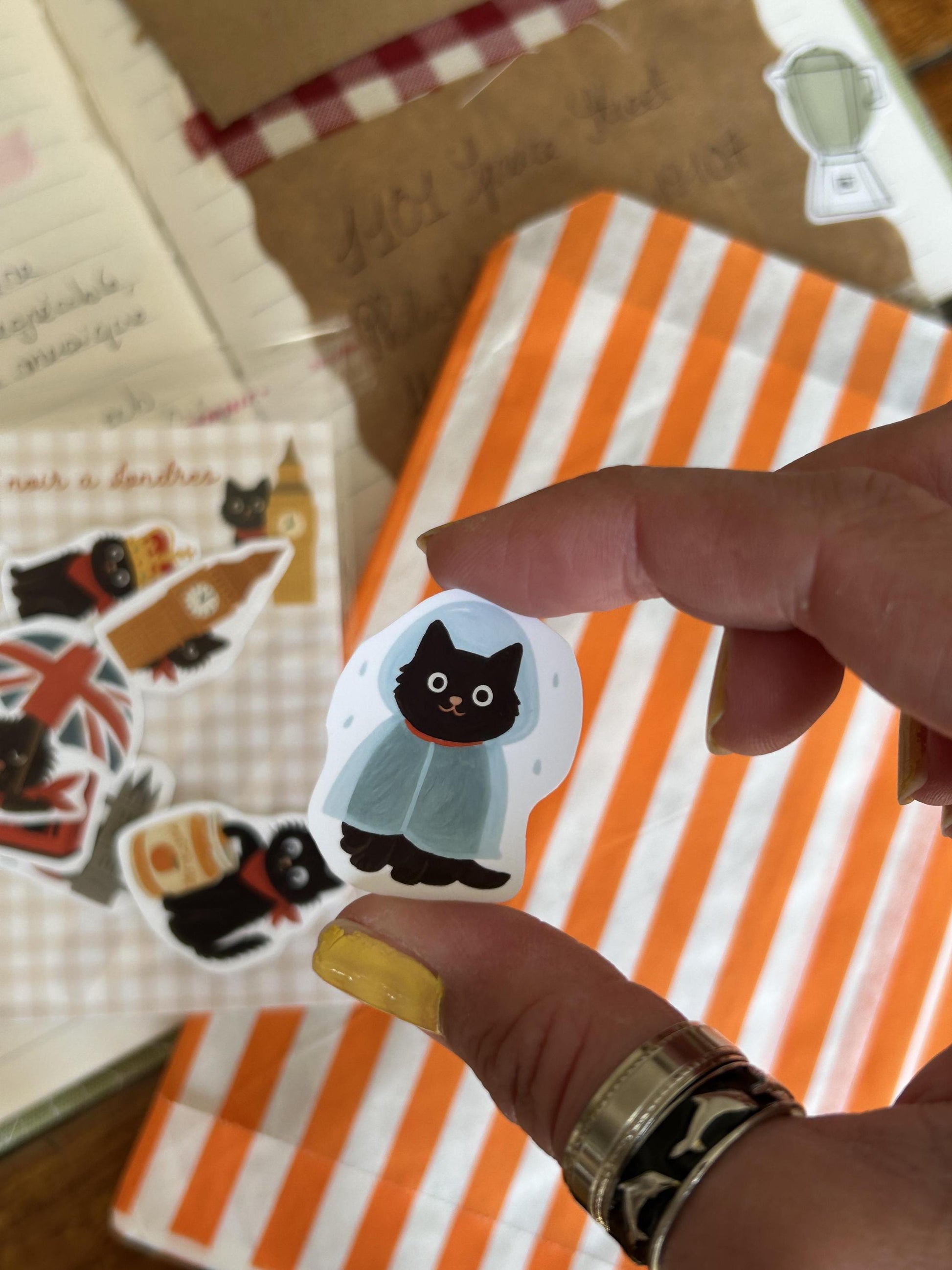 Stickers journaling  "Le chat noir à Londres" - stickers Chat Noir & Londres – Pack de 10 Stickers vinyle
