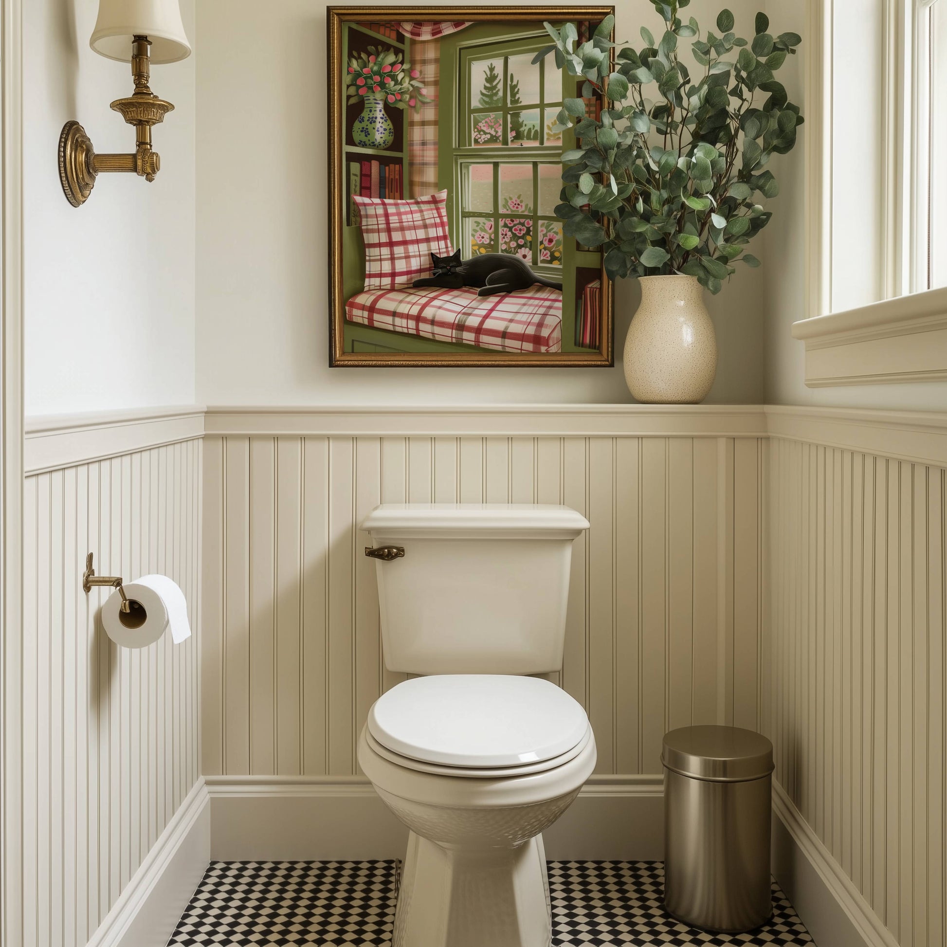 Illustration chat noir | affiche déco bibliothèque cosy | poster cottagecore chat sieste | cadeau amoureux des chats