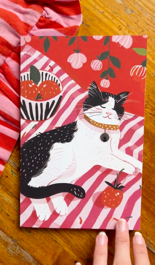 Carnet de notes chat noir et blanc poétique – carnet A5 80 pages lignées – papeterie – cadeau mignon et cosy - idée cadeau