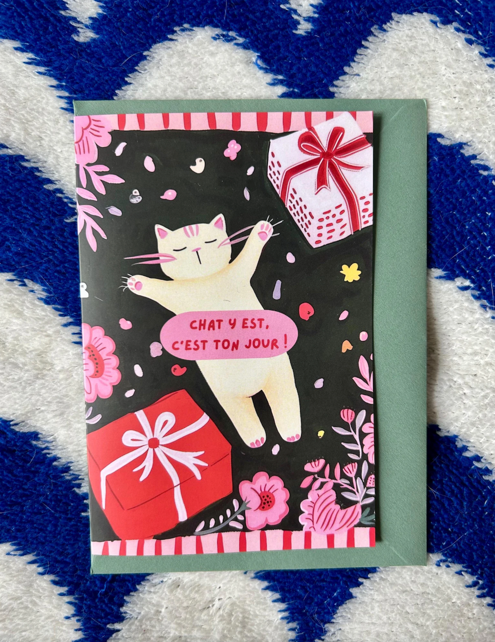 Carte de vœux anniversaire "chat y est, c’est ton jour !" – Chat rigolo et idée cadeaux, amoureux des chats, carte d'anniversaire