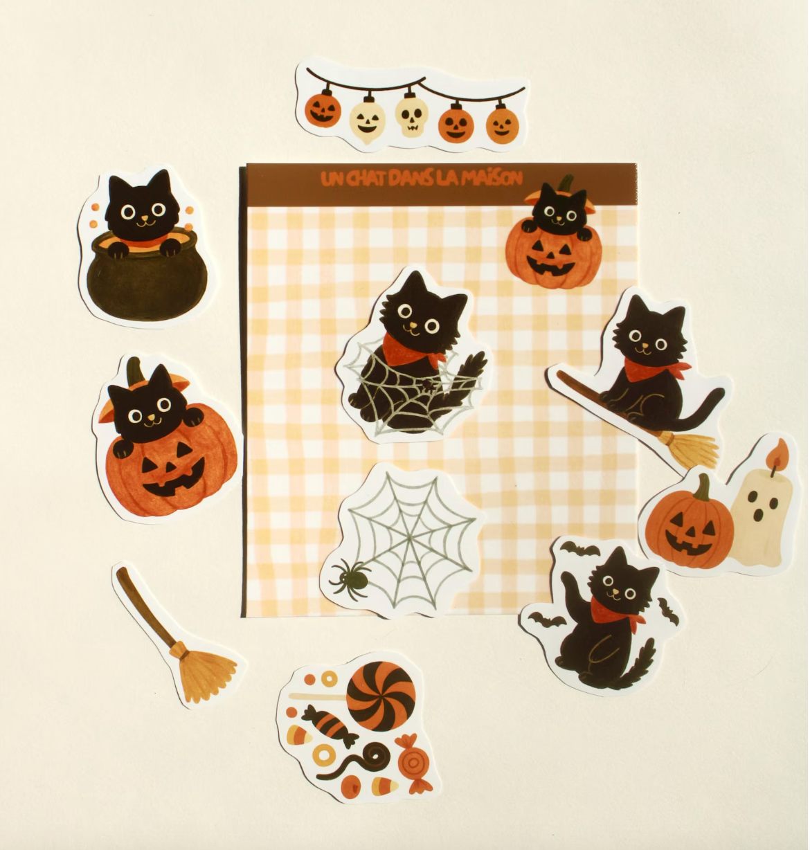 Stickers halloween journaling - "L'Halloween du chat noir" - stickers chat noir & halloween – Pack de 10 stickers - idée cadeau chat noir