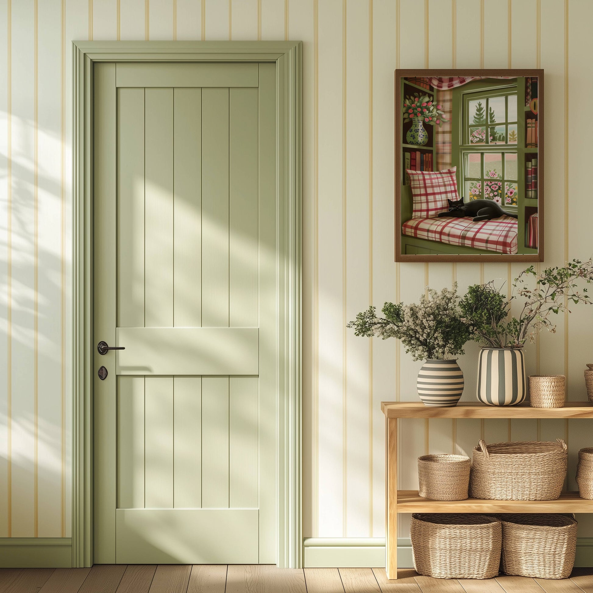 Illustration chat noir | affiche déco bibliothèque cosy | poster cottagecore chat sieste | cadeau amoureux des chats