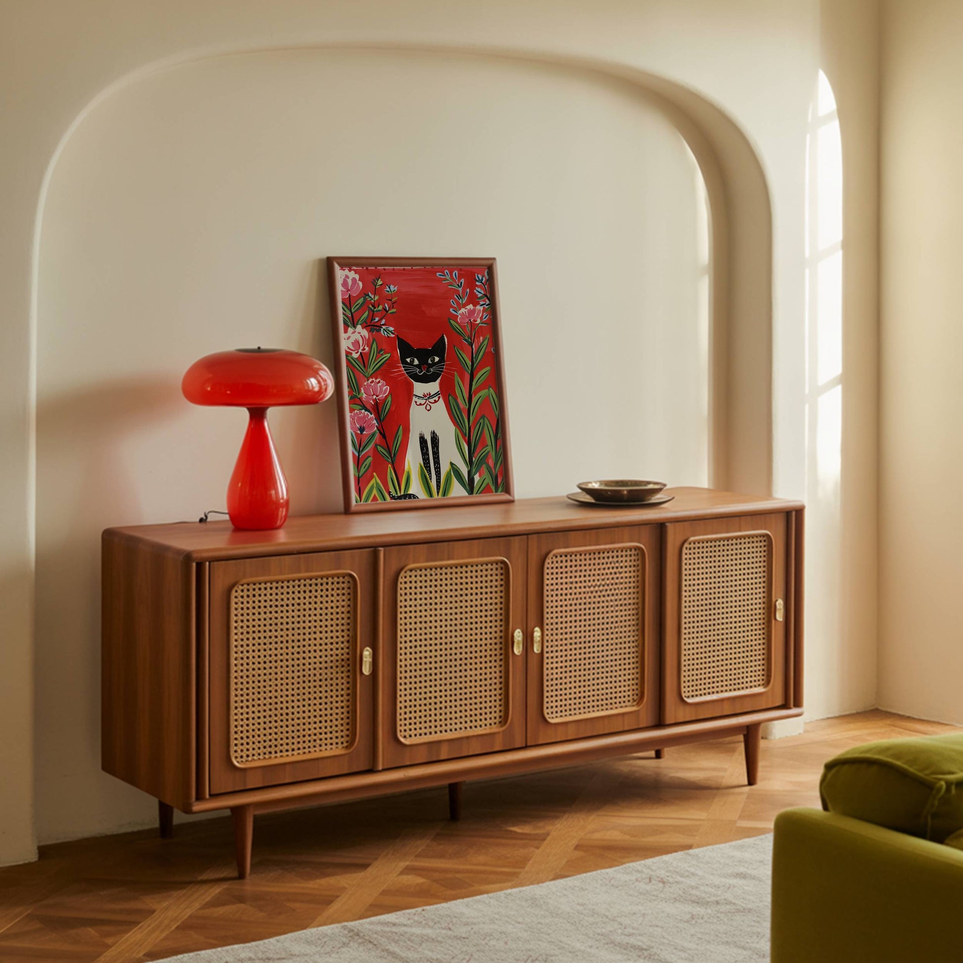 Illustration Chat Siamois et fleurs roses - Idée cadeau amoureux des siamois