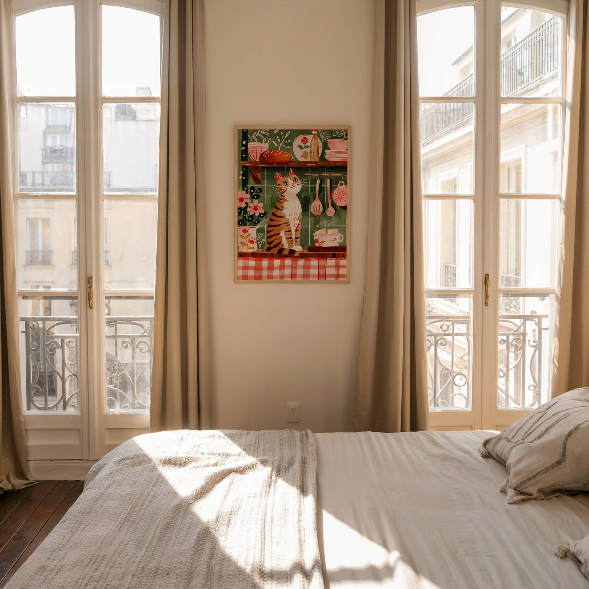 Illustration chat roux tigré cuisine vintage - illustration pour la cuisine - idée cadeau amoureux des chats