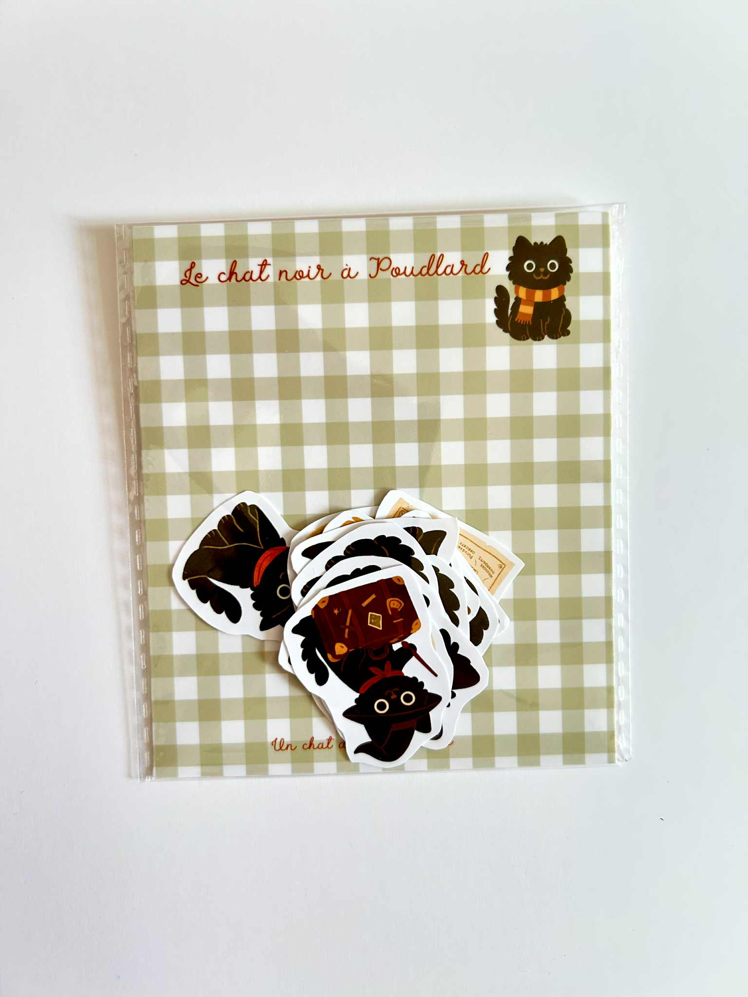 Journaling Stickers "A Black Cat at Hogwarts" – Black Cat Harry Potter Stickers – Set of 12 Vinyl Stickers