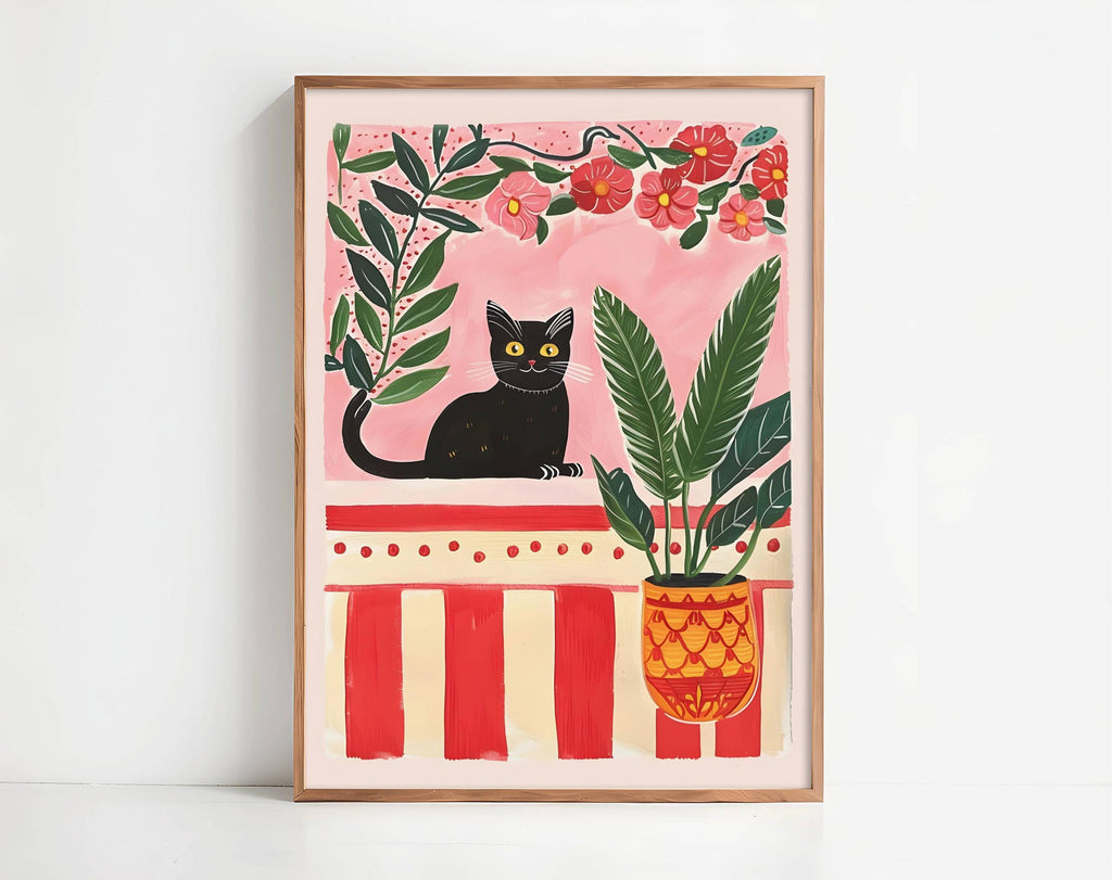 Set de 2 affiches chat noir – illustrations chats noirs poétique et  vintage – art mural poétique – déco murale chambre ou salon