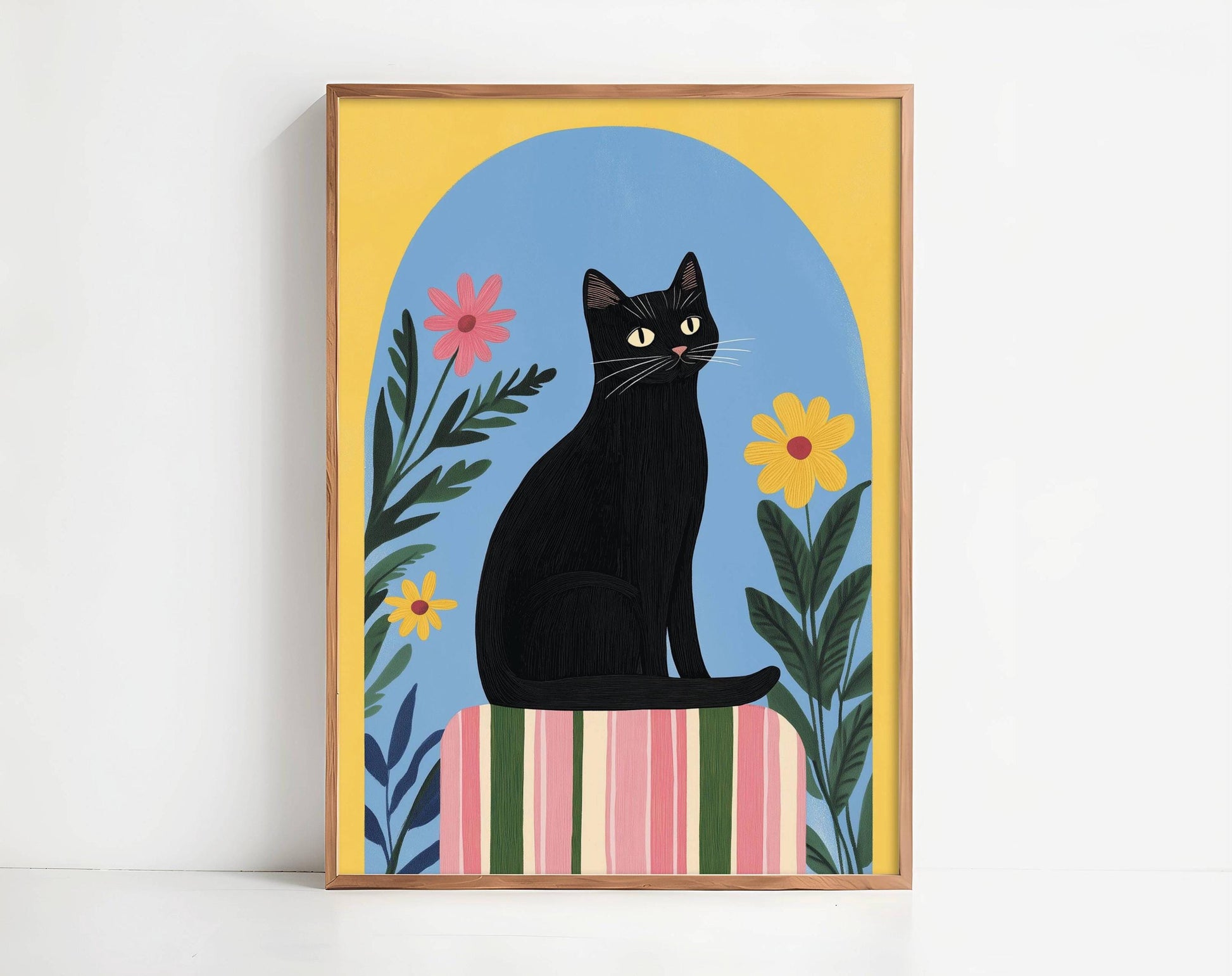Set de 2 affiches chat noir – collection "Les rêves du chat noir" – illustration chat poétique