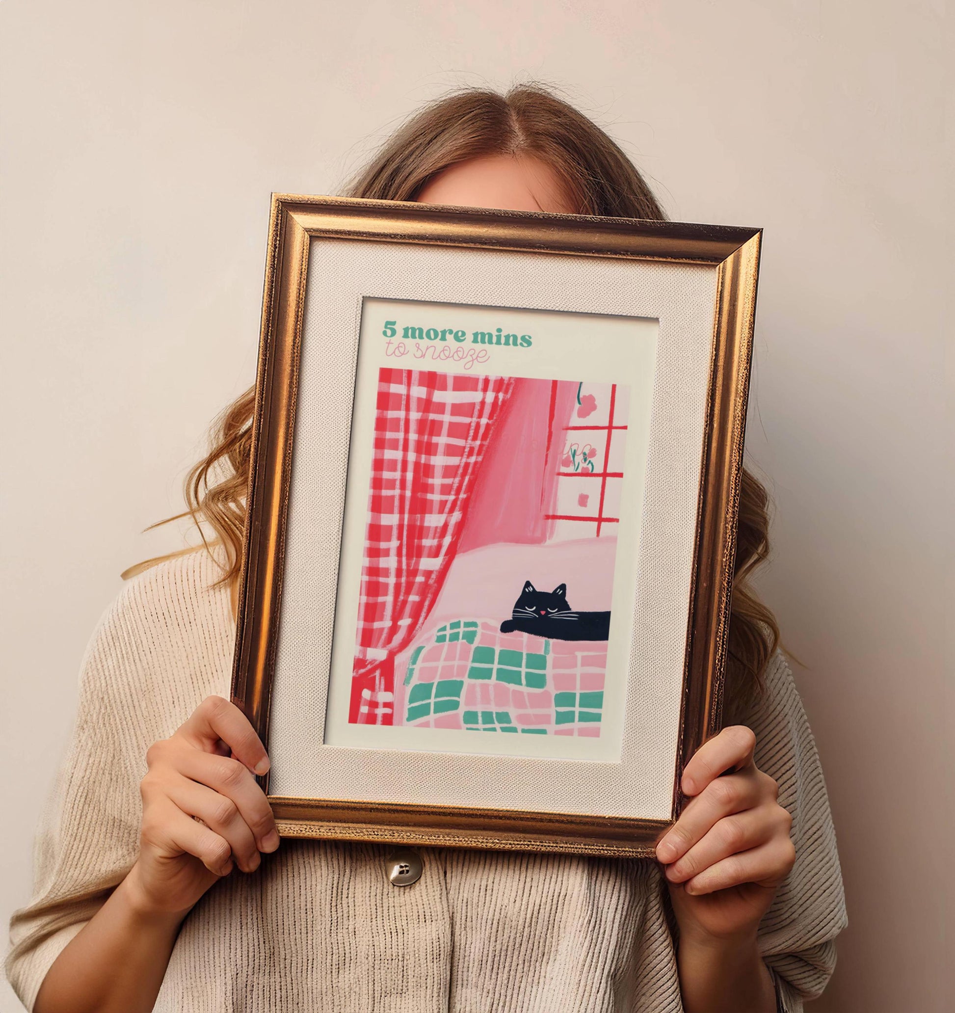 Affiche  chat noir – Collection "Dimanche matin" – illustration chat noir humoristique