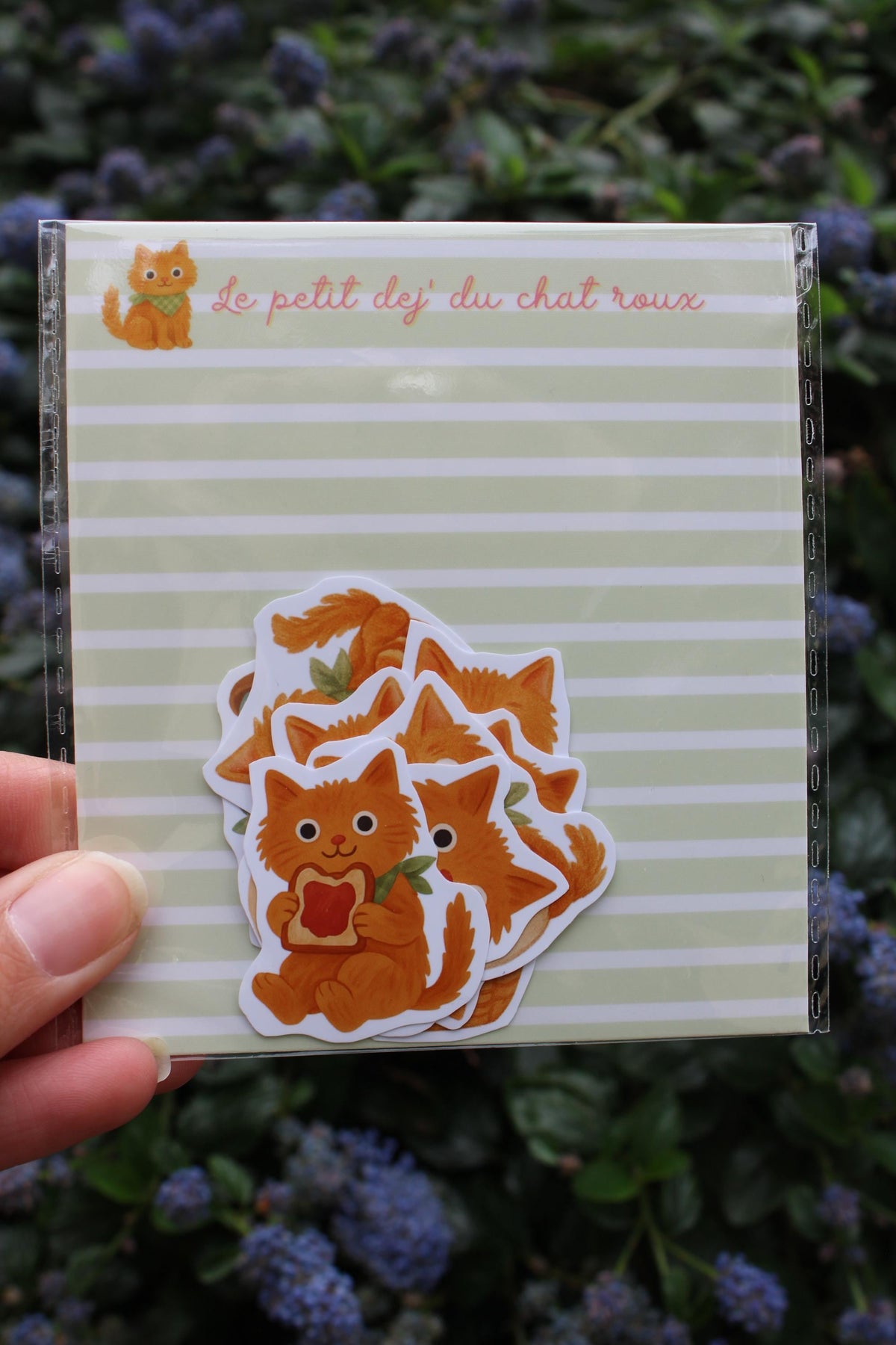 Stickers journaling  "Le Ptit Dej' du chat roux" - stickers Chat roux & petit déjeuner – Pack de 10 Stickers vinyle
