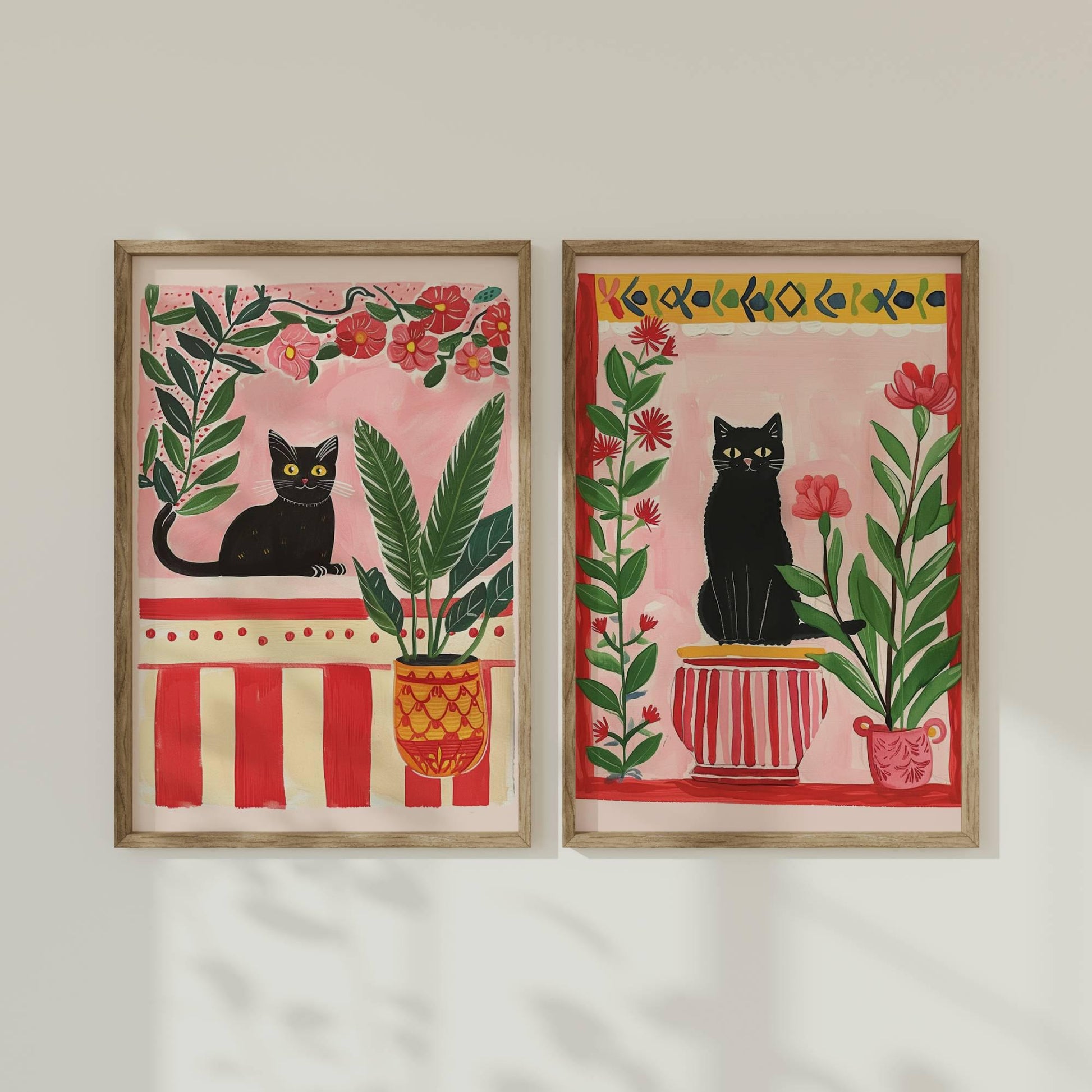 Set de 2 affiches chat noir – illustrations chats noirs poétique et  vintage – art mural poétique – déco murale chambre ou salon