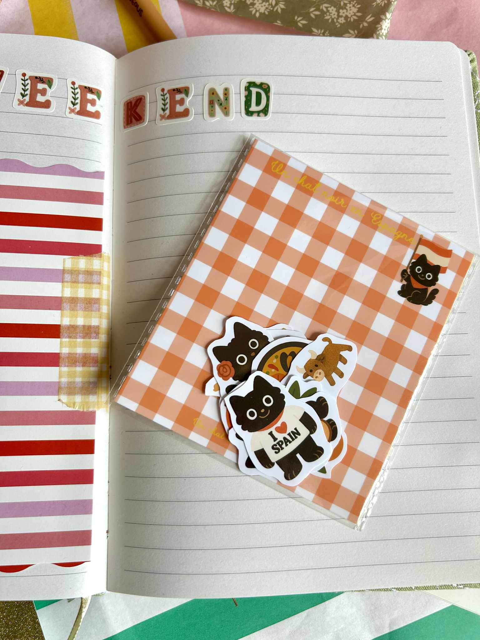 Stickers journaling  "Un chat noir en Espagne" - stickers Chat Noir en Espagne – Pack de 10 Stickers vinyle