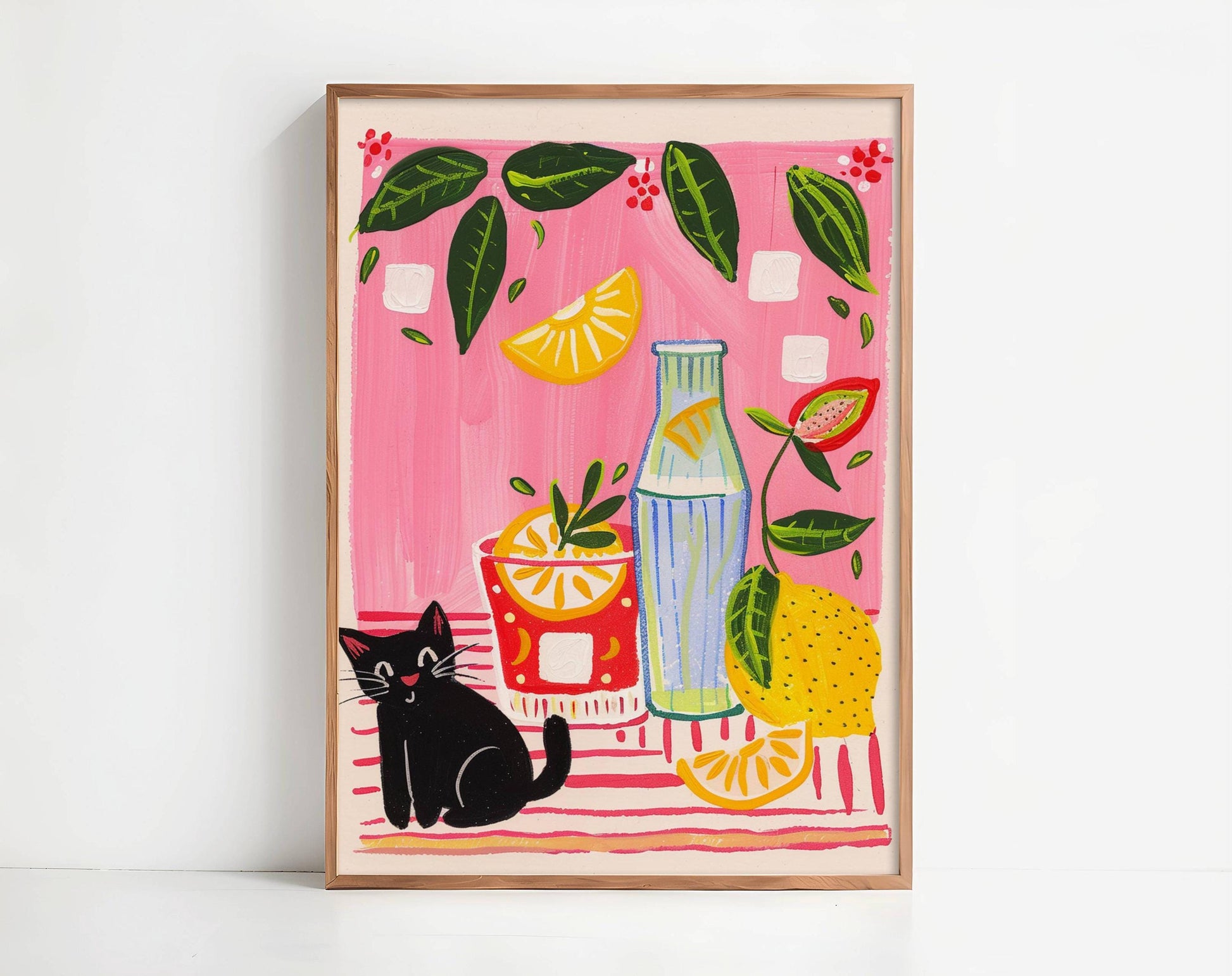 Lot de 2 affiches avec chat noir – "Le cocktail d'été du chat noir" - amoureux des chats
