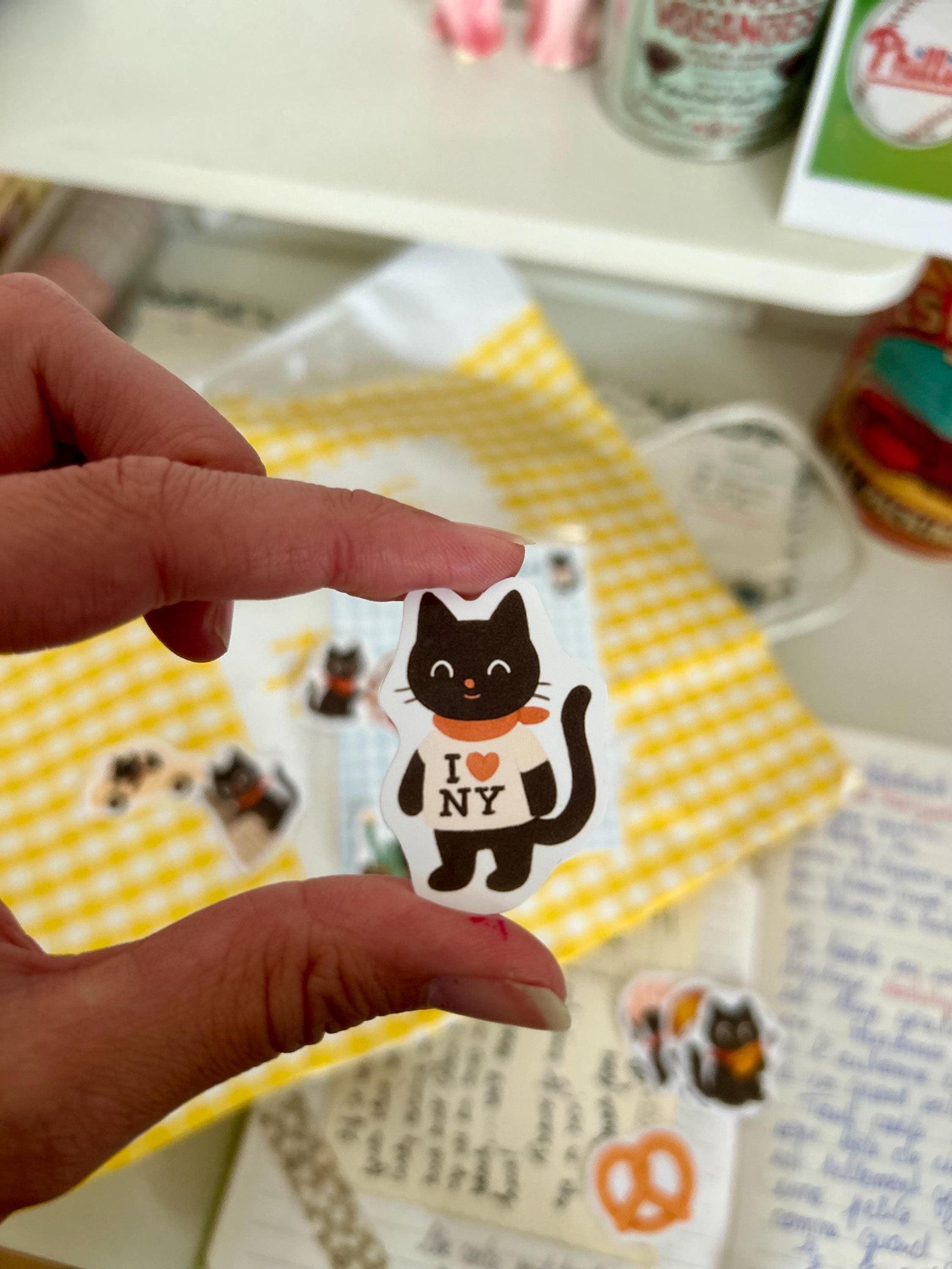Stickers journaling  "Le chat noir à New-York" - stickers Chat Noir & New-York – Pack de 12 Stickers vinyle