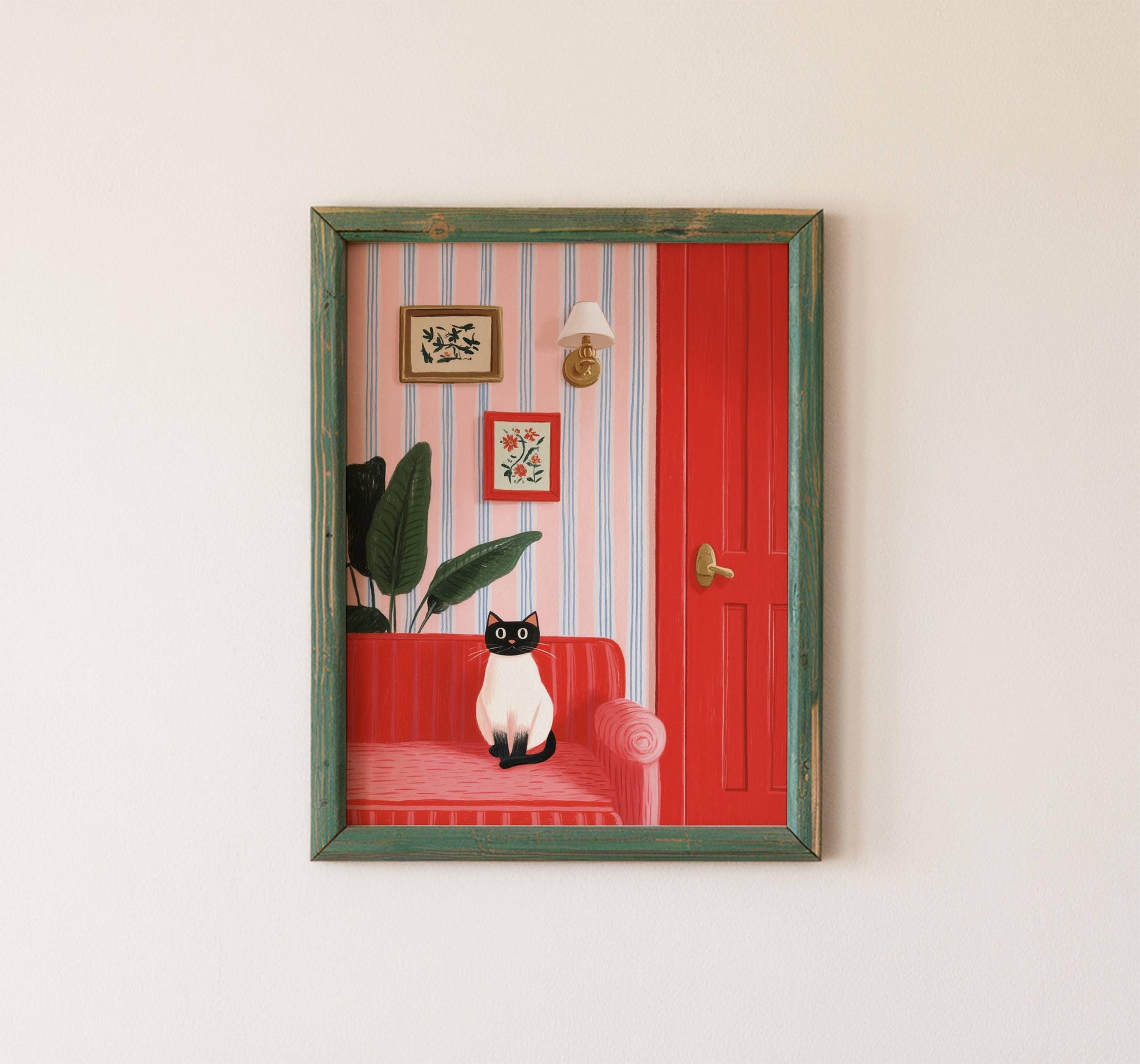 Illustration siamois – Déco art design chat siamois - papier premium - idée cadeau amoureux des chats siamois