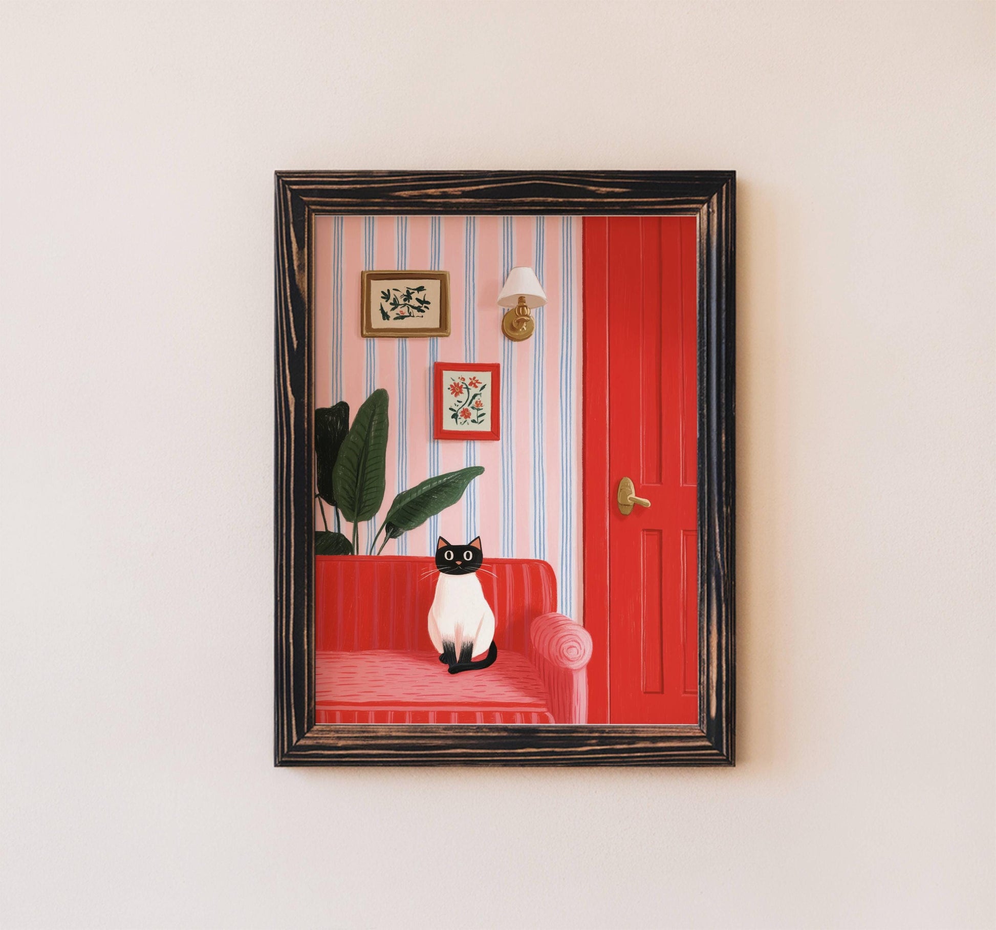 Illustration siamois – Déco art design chat siamois - papier premium - idée cadeau amoureux des chats siamois