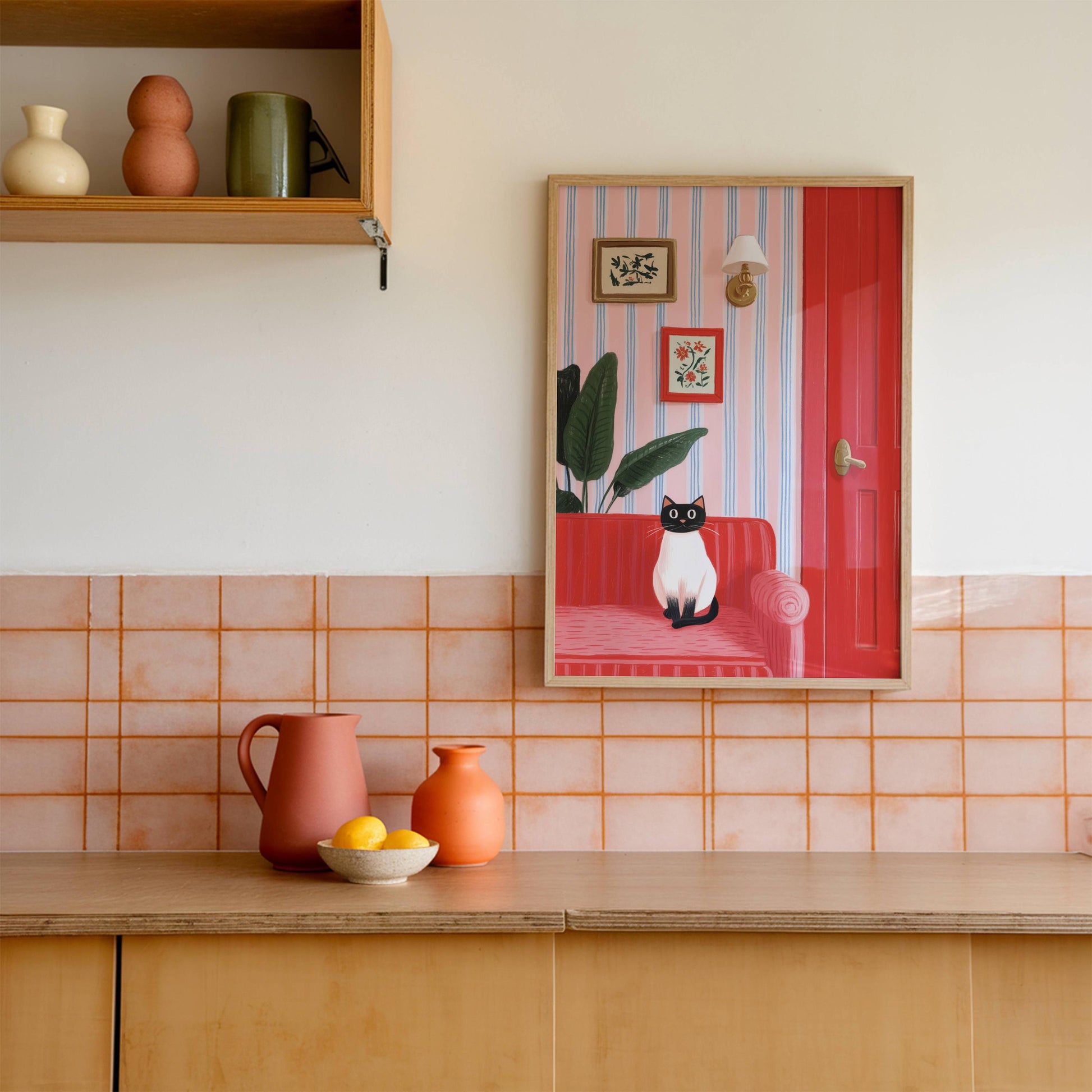 Illustration siamois – Déco art design chat siamois - papier premium - idée cadeau amoureux des chats siamois