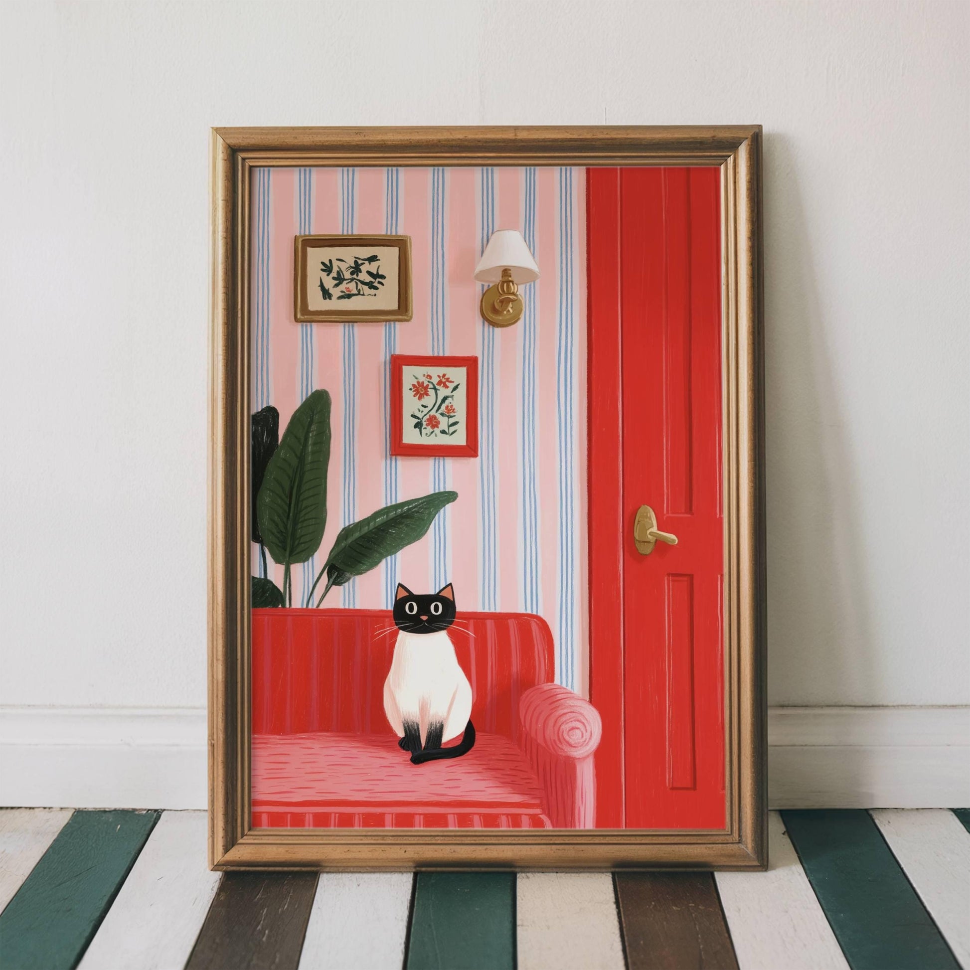 Illustration siamois – Déco art design chat siamois - papier premium - idée cadeau amoureux des chats siamois