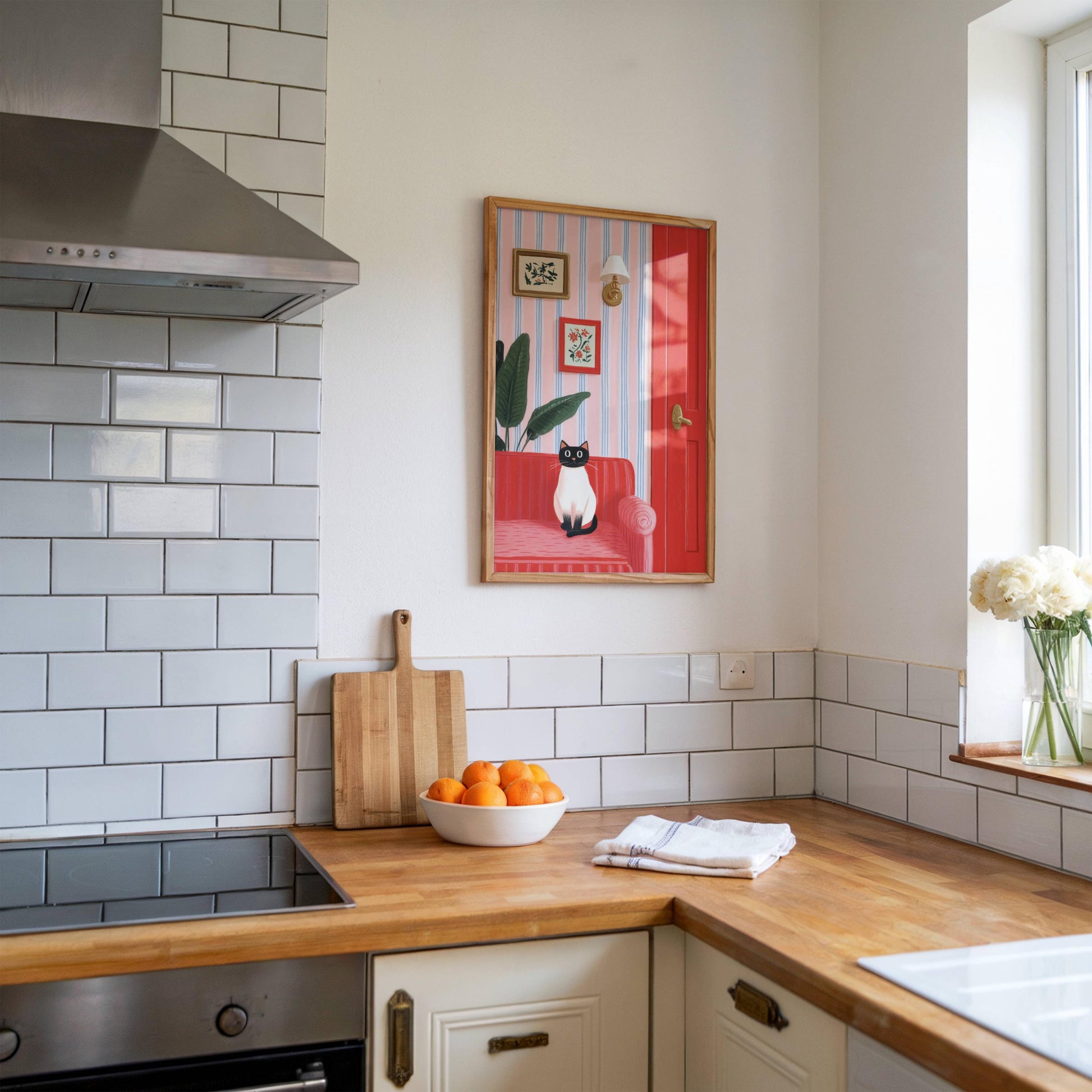 Illustration siamois – Déco art design chat siamois - papier premium - idée cadeau amoureux des chats siamois