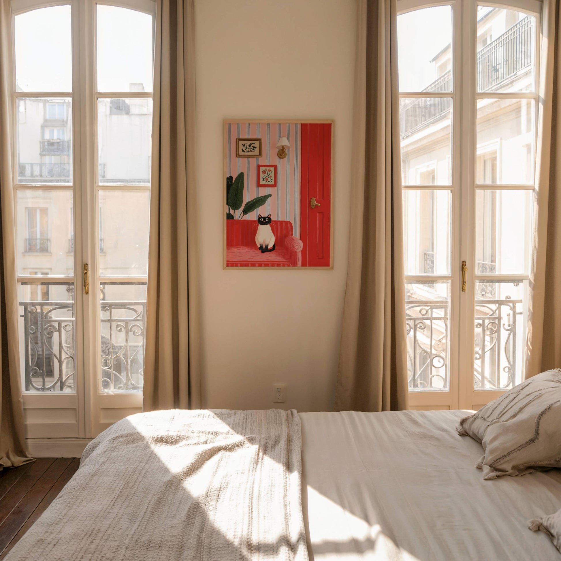 Illustration siamois – Déco art design chat siamois - papier premium - idée cadeau amoureux des chats siamois