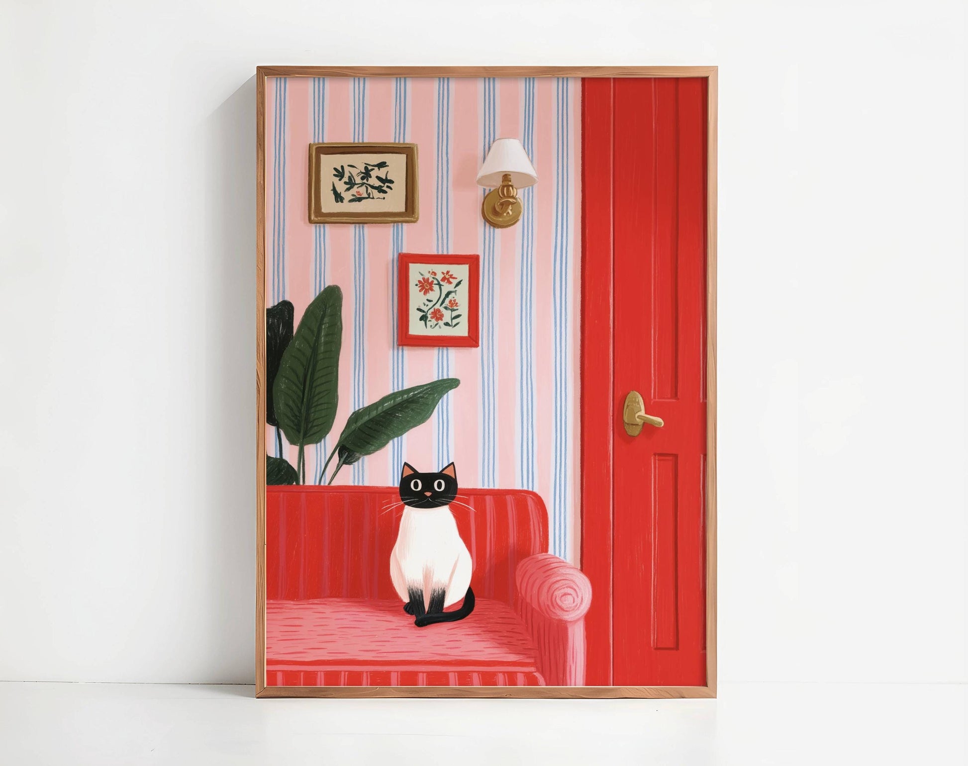 Illustration siamois – Déco art design chat siamois - papier premium - idée cadeau amoureux des chats siamois