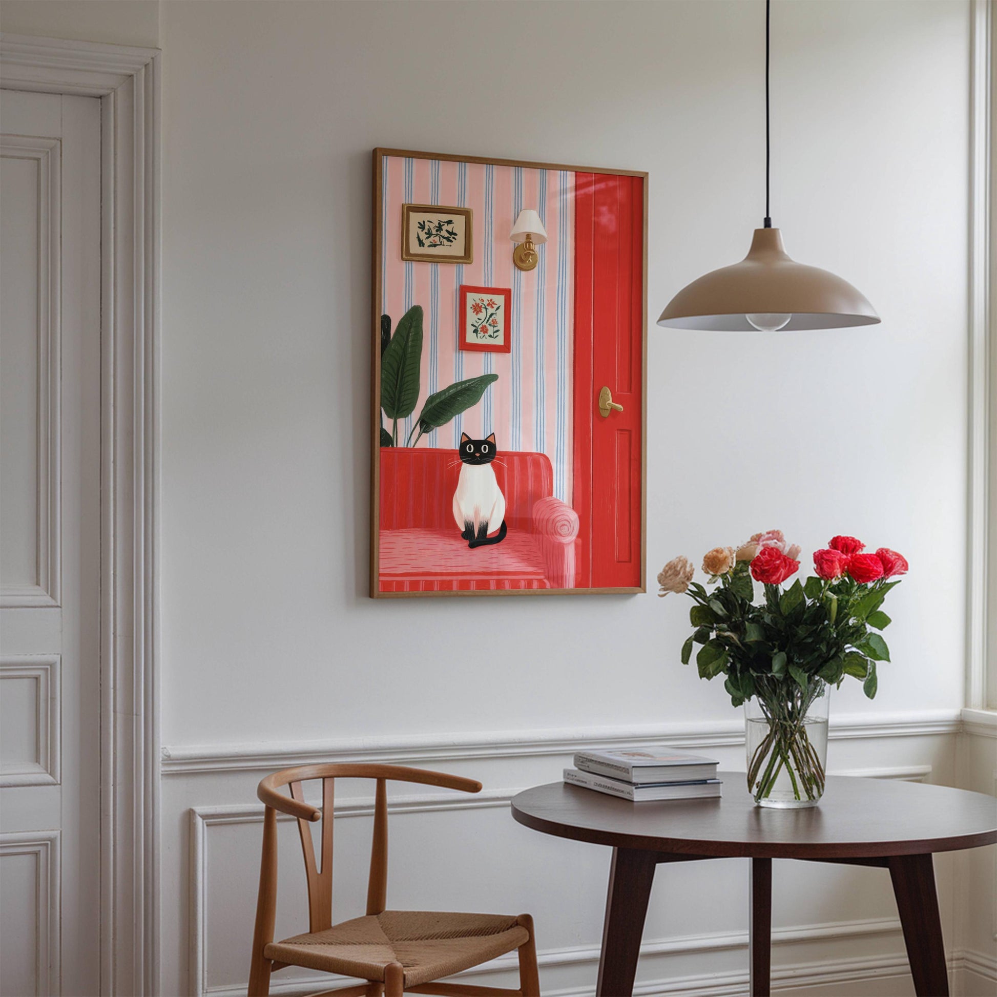 Illustration siamois – Déco art design chat siamois - papier premium - idée cadeau amoureux des chats siamois