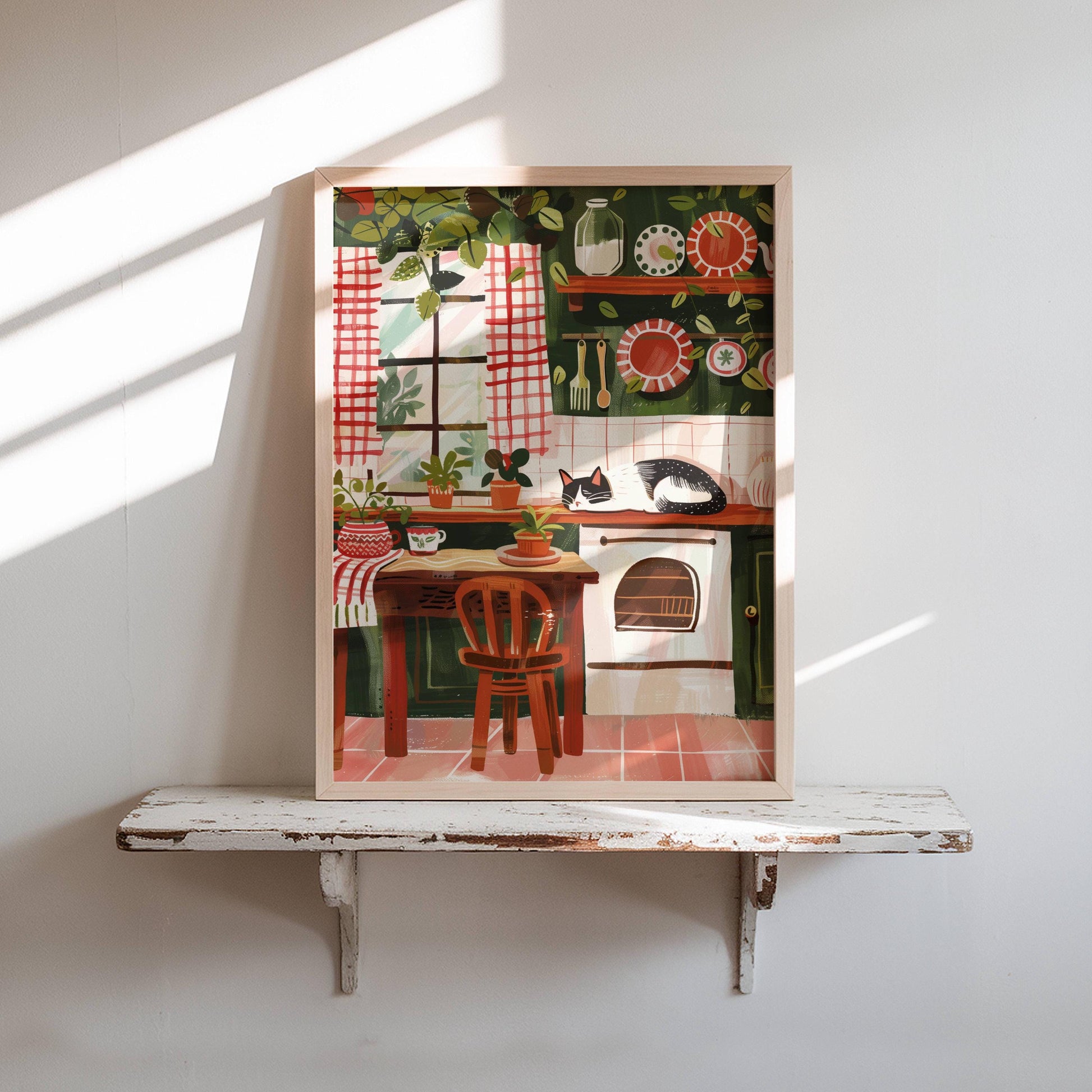 Illustration chat noir et blanc - décoration cuisine - cadeau amoureux des chats