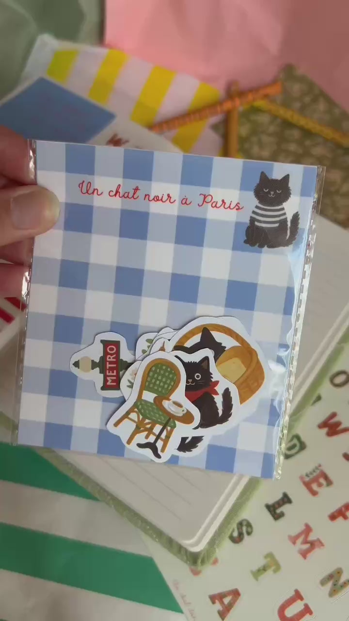 Stickers journaling  "Le chat noir à Paris" - stickers Chat Noir & Paris – Pack de 10 Stickers vinyle
